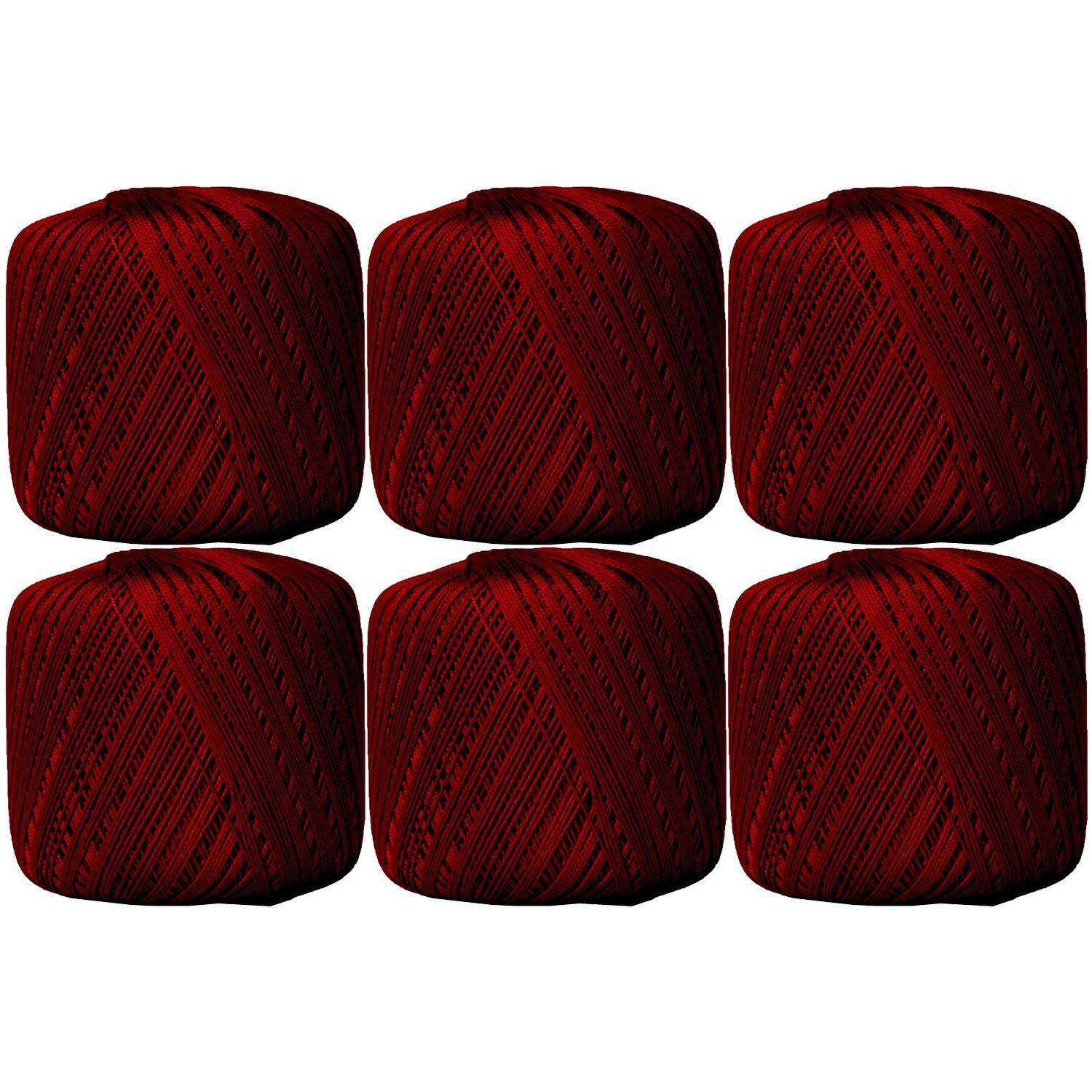 ThreadArt 100% Cotton Crochet Thread Size 10, 6 Ball Pack, Burgundy 37