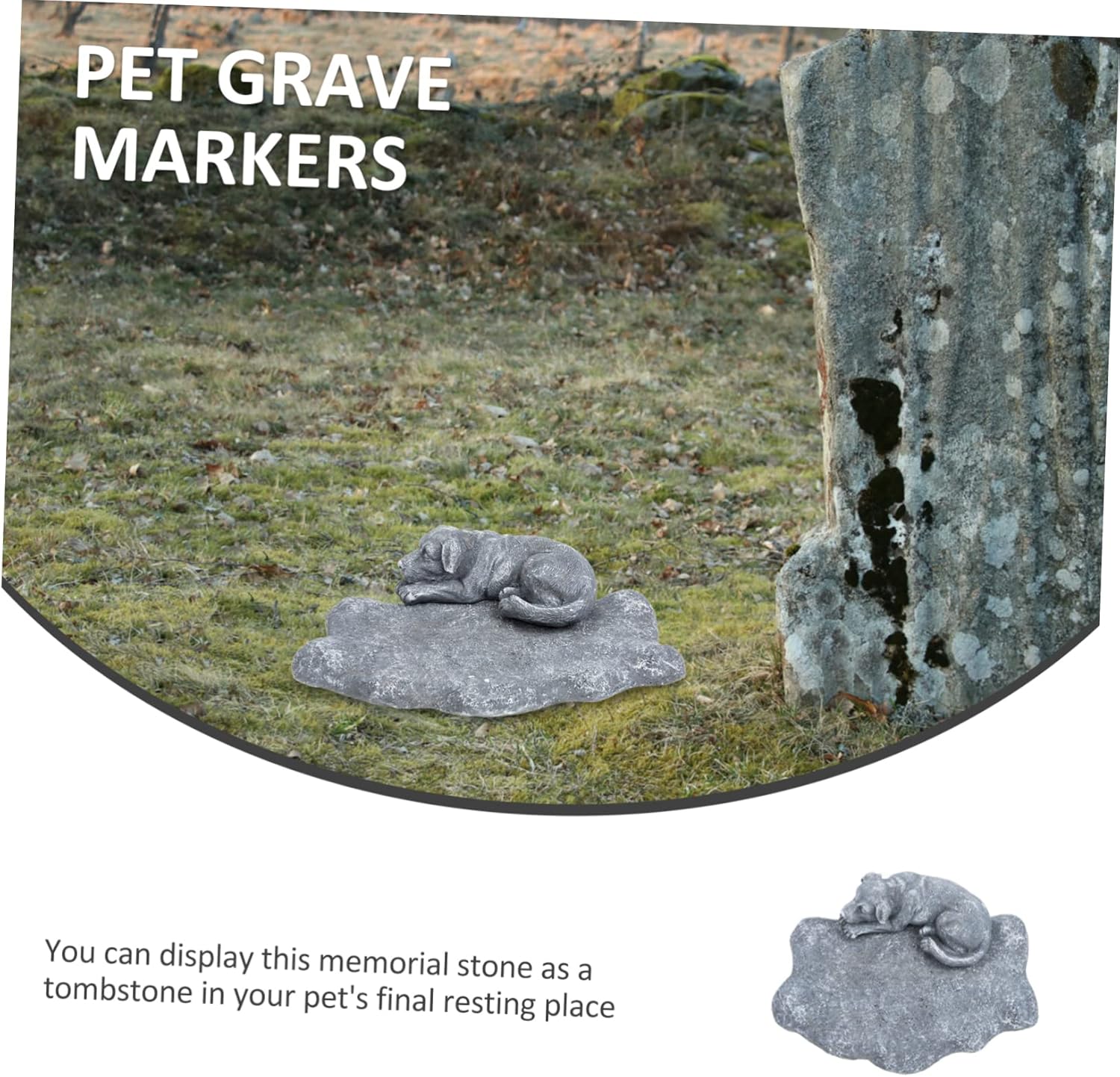 HANABASS Resin Dog Memorial Statue for Garden Creative Pet Figurine Bereavement Stone for Outdoor Decor Tribute for Lost Color Text