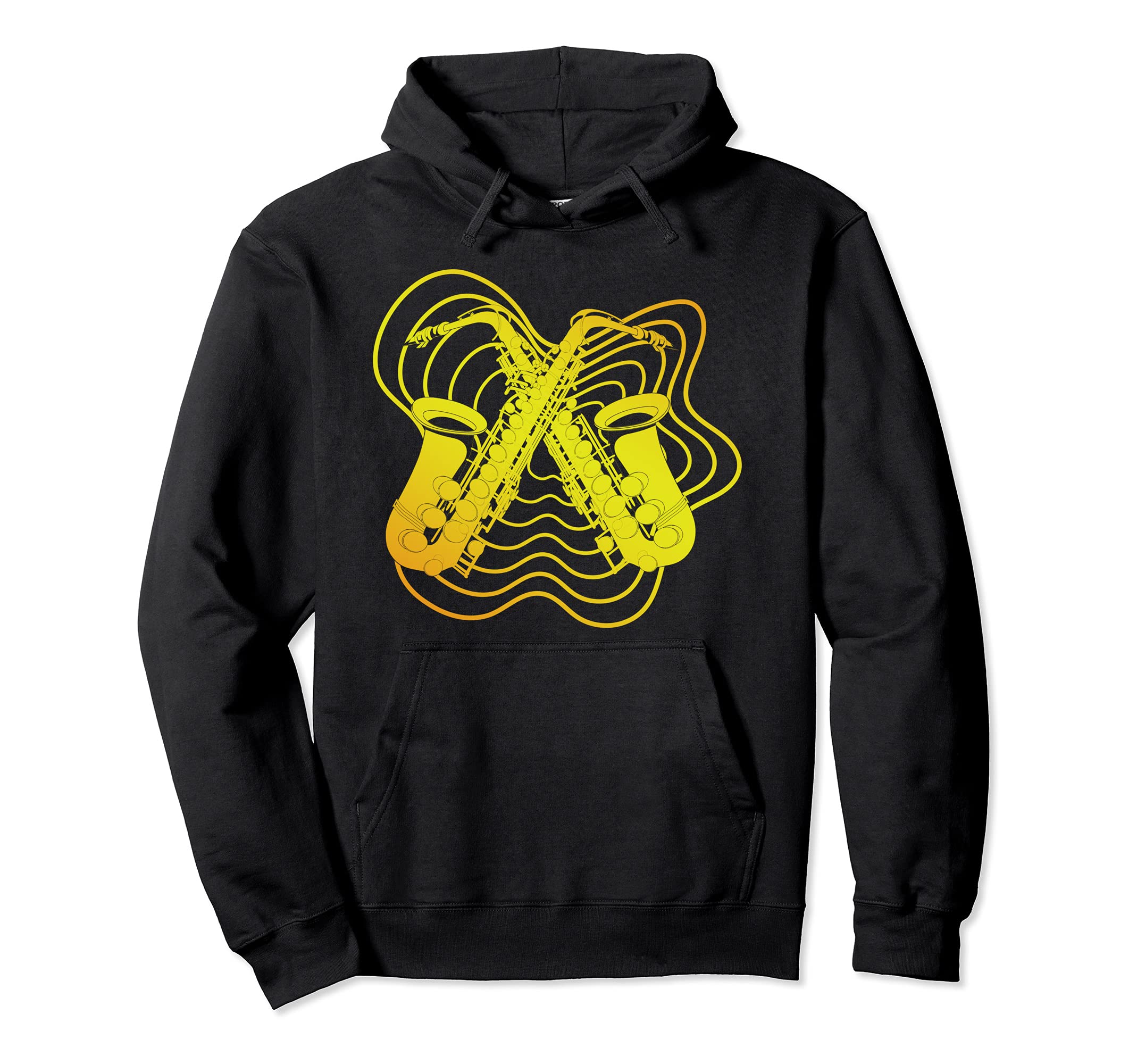 Music Lover Saxophonist Sax Player Jazz Musician Saxophone Pullover Hoodie, Black