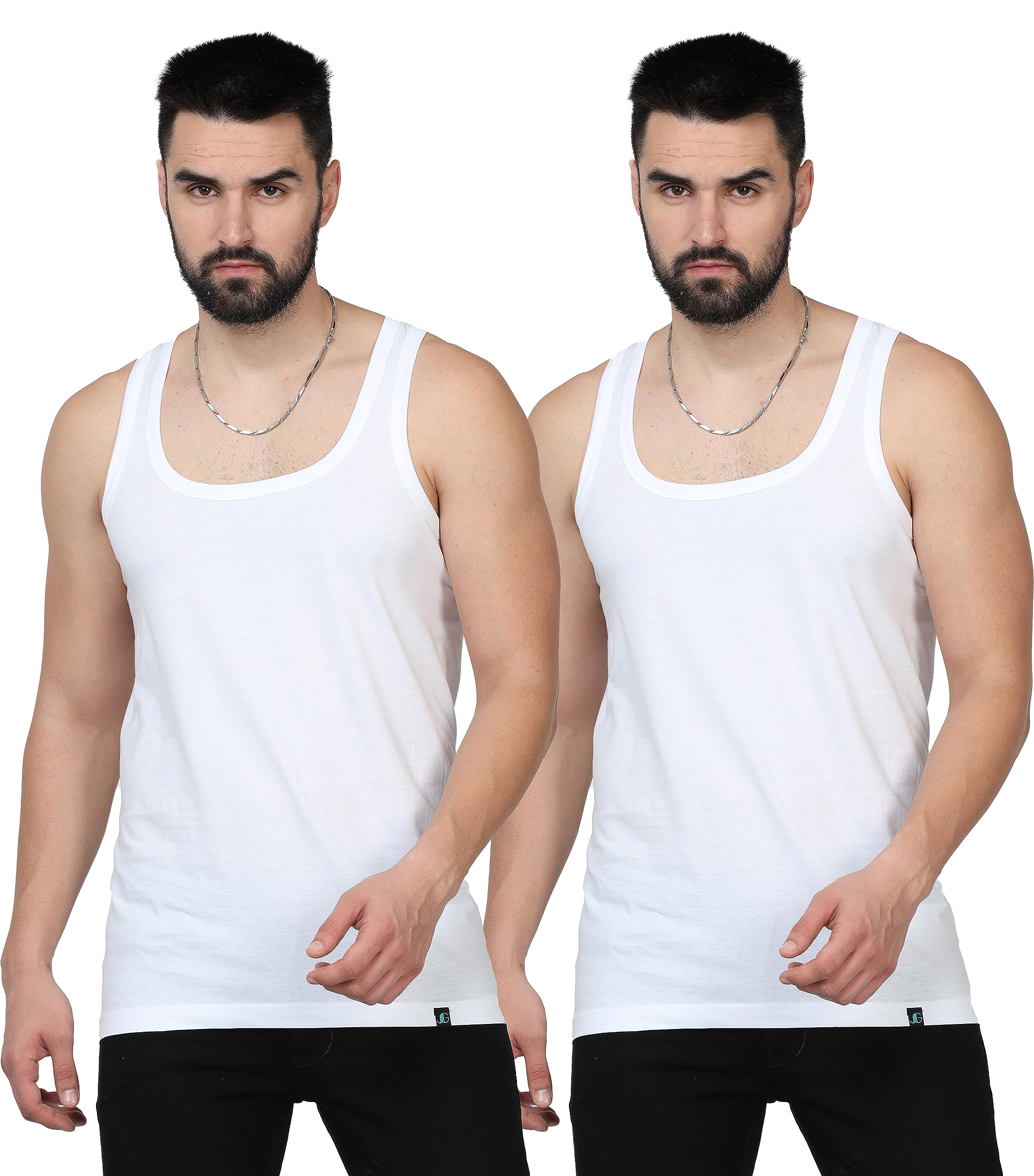 juari be a gentleman Cotton, Regular Fit, Sleeveless, Round Neck High Moisture Absorbing Combed Vest for Men (Pack of 2)-picture-36