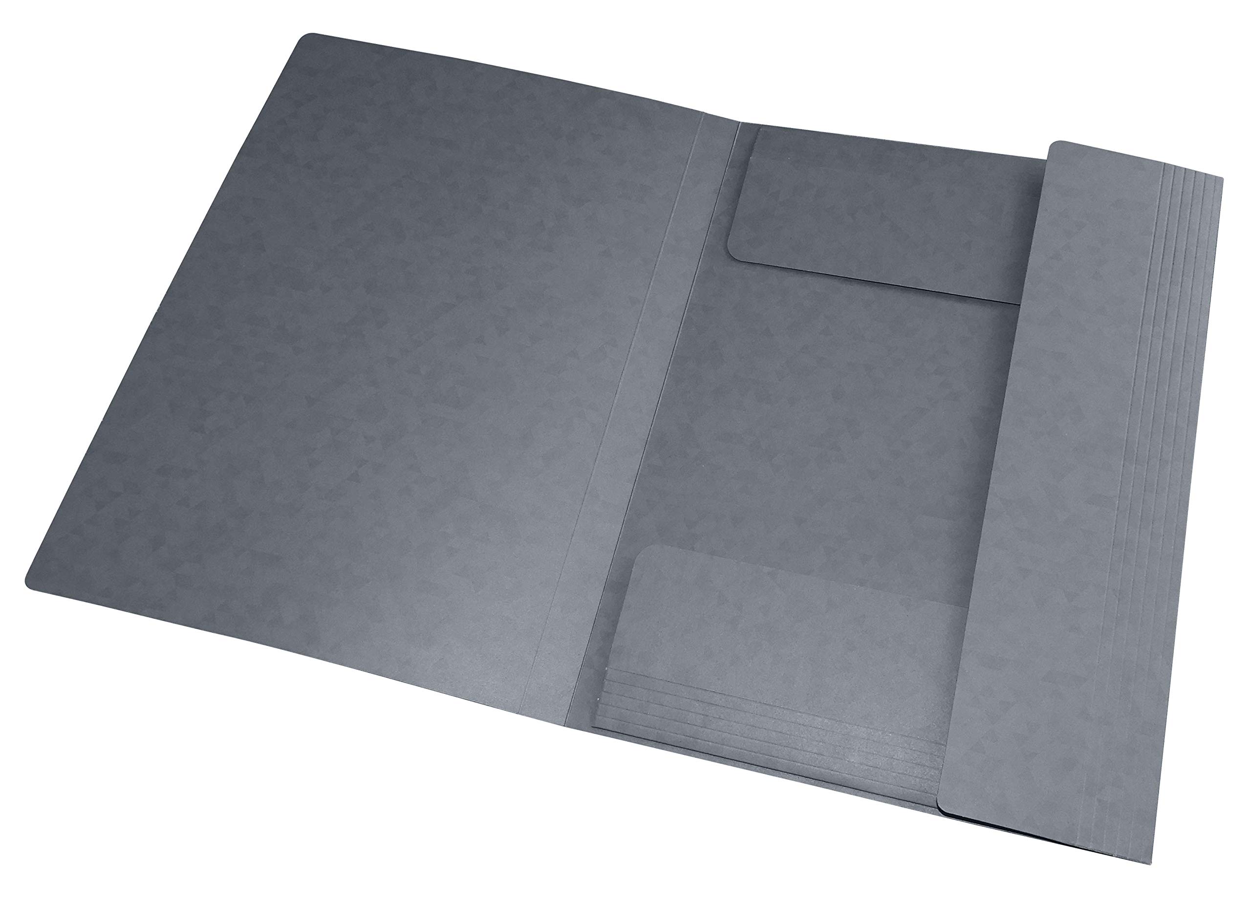 OXFORD Lot de 50 Chemises 3 Rabats Top File + A4 avec Elastique Couverture Carte Gris