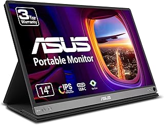 ASUS ZenScreen MB14AC 14” Portable USB Type-C Monitor, 1080P Full HD, IPS, Eye Care, Anti-Glare Surface, External Screen for Laptop, Hybrid Signal Solution , BLACK