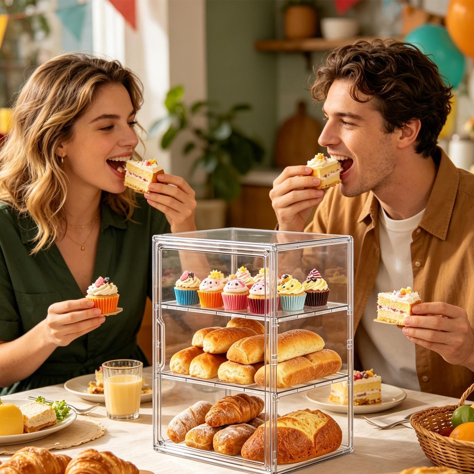 Expositor De Panadería Contenedor Grande Ajustable De Acrílico Transparente | Grande Para Sándwich Tostada Barra De Pan Bagel Panecillo Masa Plátano Mantequilla Encimera Esquina Hogar Frigorífico