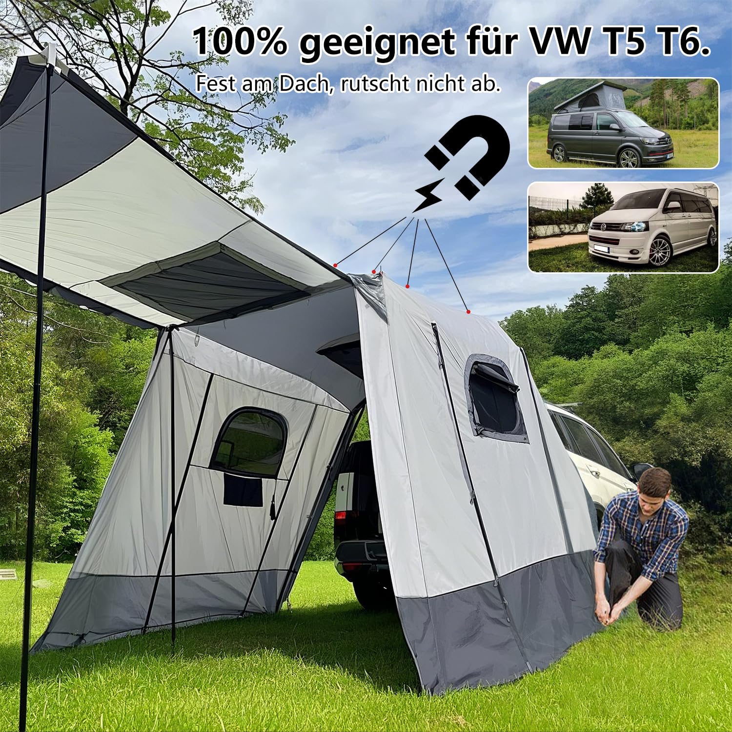 Heckzelt Auto, Anwendbar Auf Busvorzelt, Sonnensegel Mit Keder, Vw T5, Vw T4, Vw T6, Vorzelt Wohnwagen T5 T6 Camping Zubehör