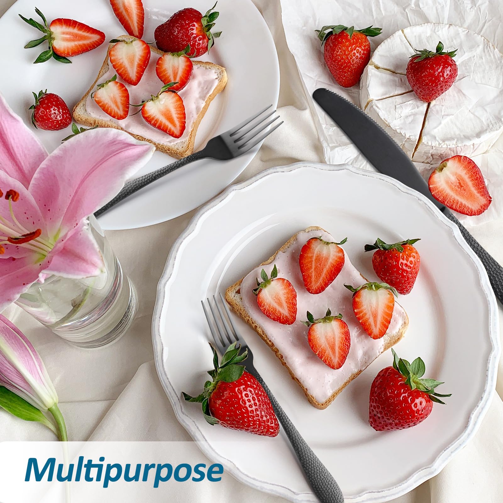 MEIYAHOME 8x Mini Dessertgabeln | 18/10 Edelstahl SUS304 | Keramik Griff Party Besteck