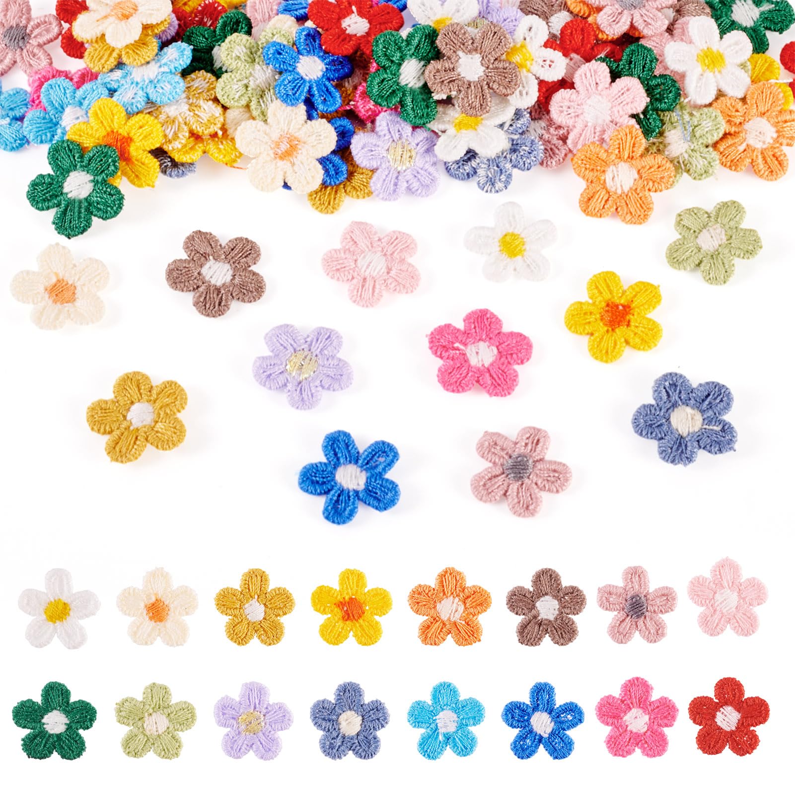 Bestewelry 80 pcs Colorful Flower Sew on Patches Floral Embroidery Cloth Patches Mini Flower Cloth Appliques for Sewing Jacket Jeans Clothes Backpack Repair — image 1