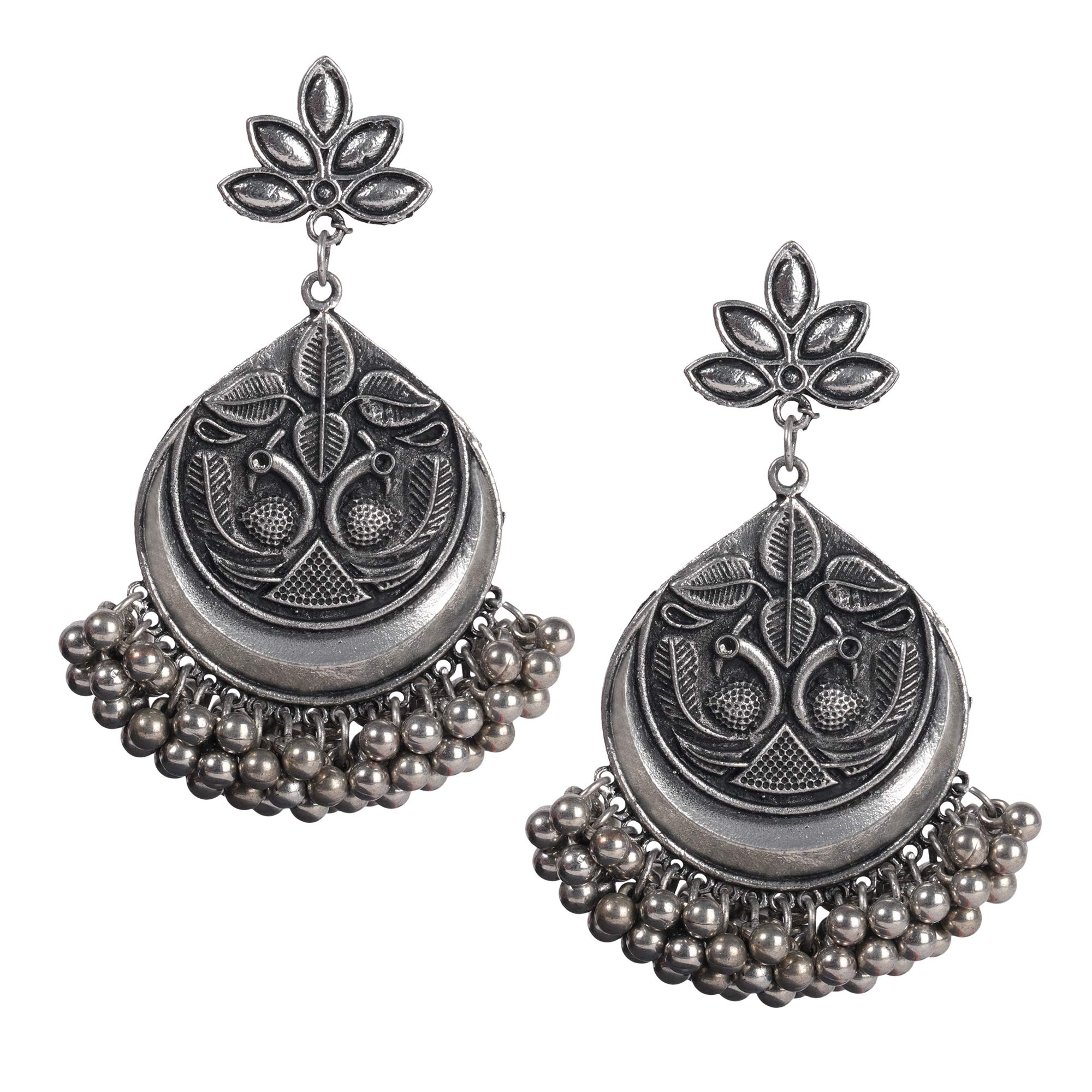 Bodha Antique Gold Afghani Chandbali Earrings (SJ_1349)