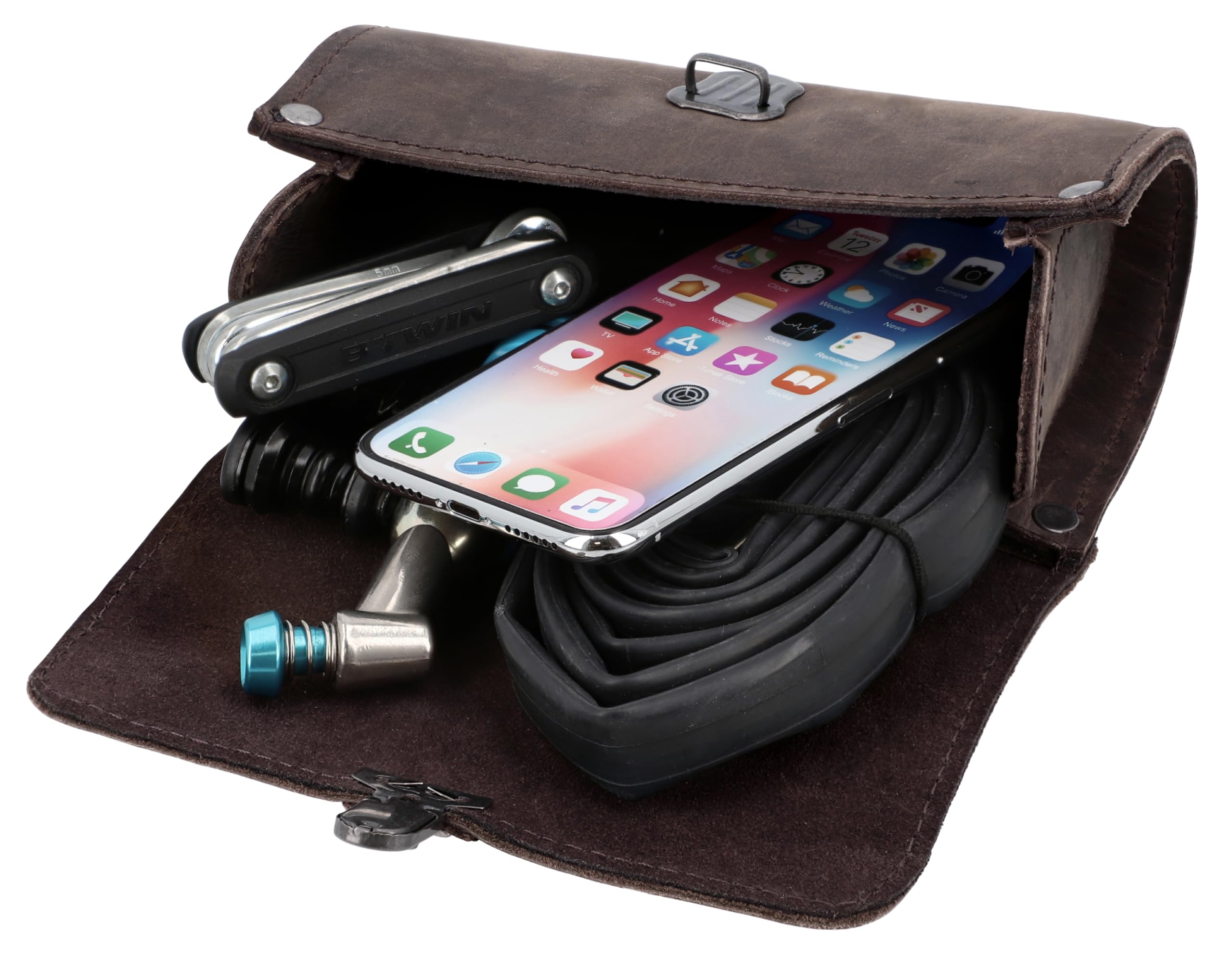 Gusti Sacoche Cuir Homme - Wolfgang L. Accessoires Velo Outils Trousse Cuir Trousse a Outils Sacoche Selle Velo (Noyer)