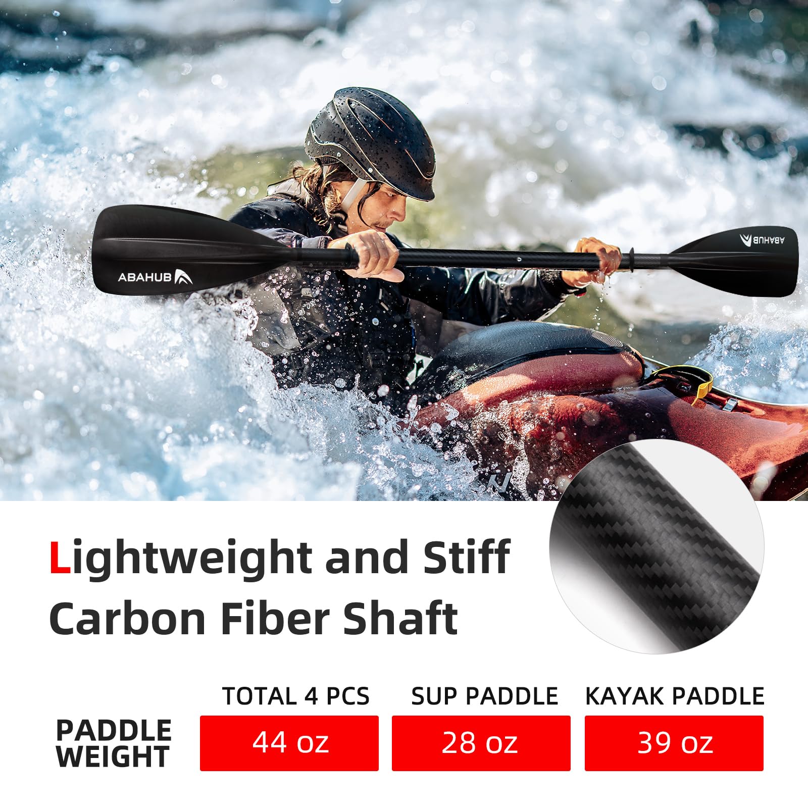 Amazon.com : Abahub 1 x 4 Section Carbon SUP Paddle/Kayak Oar