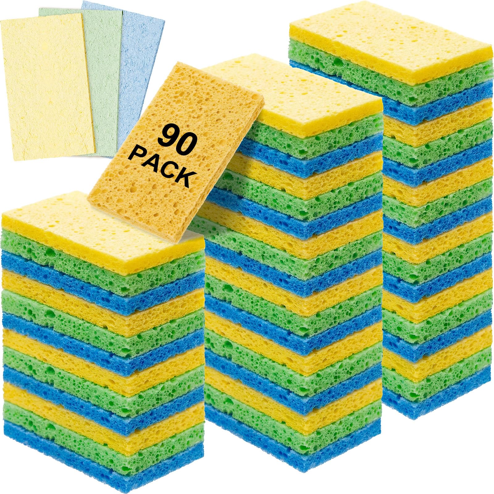 Zhengmy 90 Pcs Sponges Bulk Sponges Kitchen Compressed Sponge, Light Color