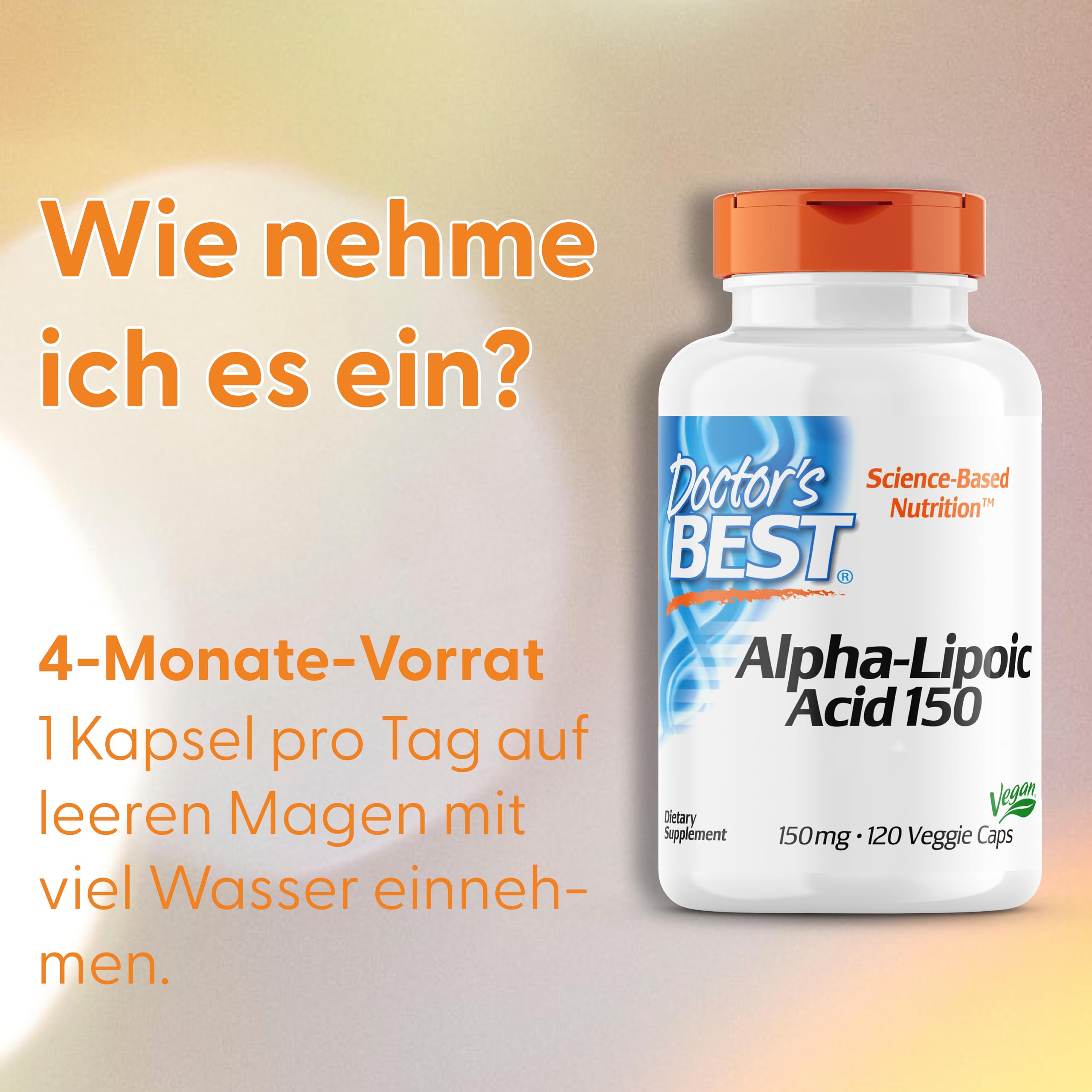 Doctor's Best, Alpha-Lipoic Acid (Alpha-Liponsäure), 150mg, 120 vegane Kapseln, Laborgeprüft, Glutenfrei, Sojafrei, Vegetarisch