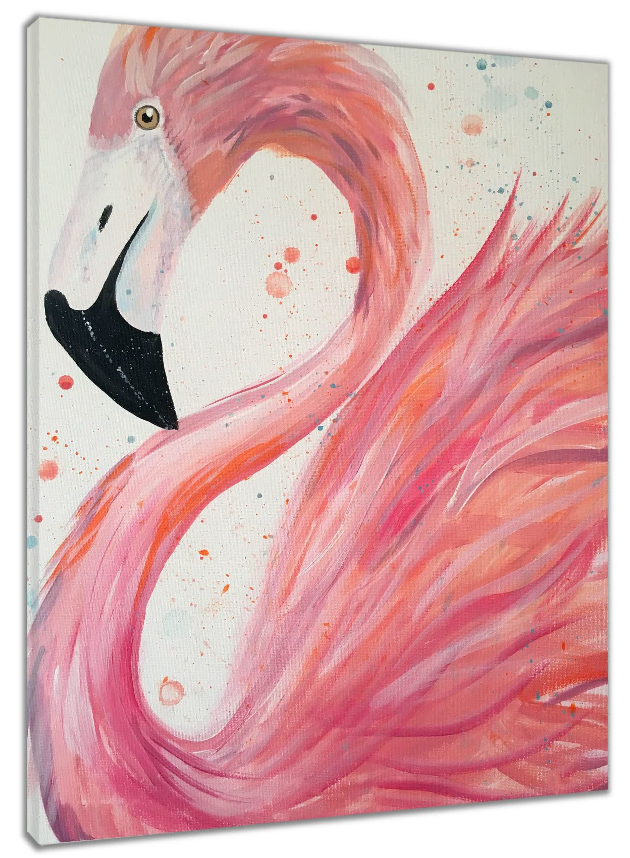HVEST Flamingo Canvas Wall Art Pink Bird Framed Oil Painting Stretched and Framed Artsy Romantic Wall Paintings Girlfriend gift for Living Room Bedroom Bathroom Office Wall Decor,16x20 Inches