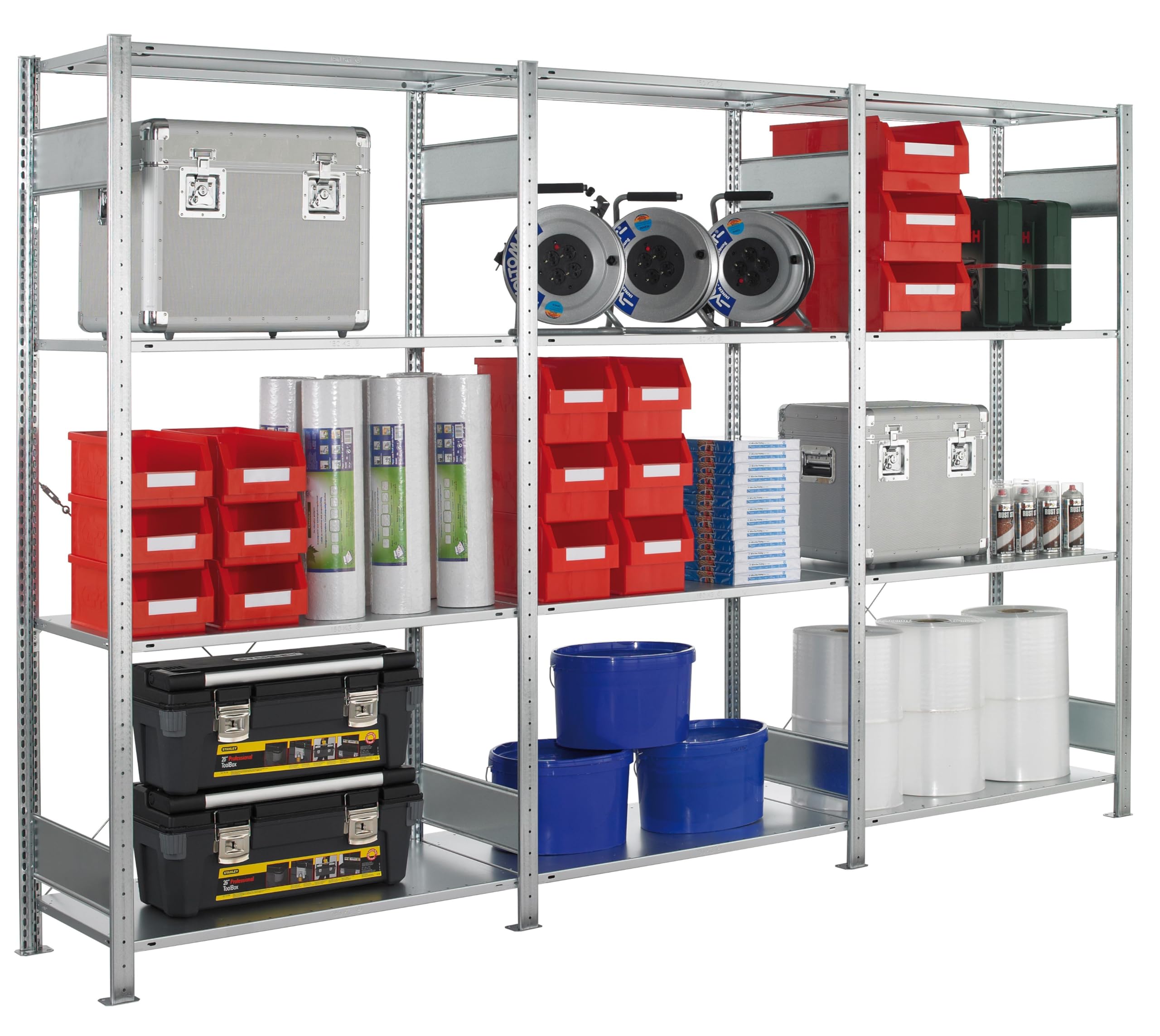 SCHULTE Lagertechnik 3er-MULTIplus150, 2000 x 1000 x 600 mm (HxBxT), 12 Fachböden, verzinkt