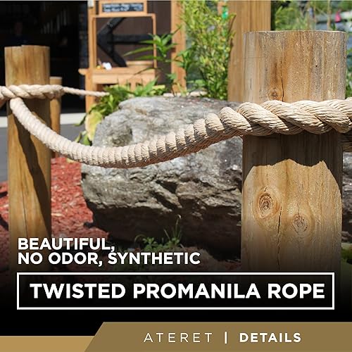 Miniatura 2 de ATERET Twisted ProManila - Cuerda UnManila I de 1/2 pulgada x 600 pies, cuerda de polipropileno sintético de 3 hebras, multiusos, ligera, resistente