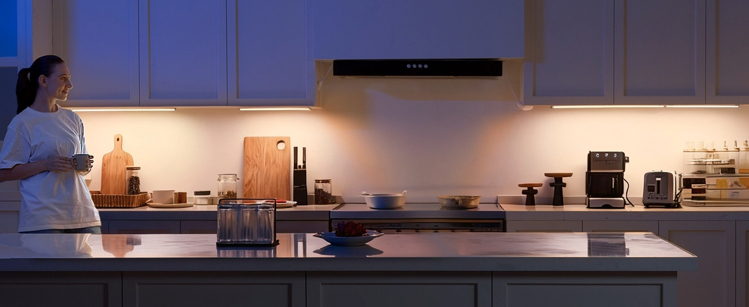 Image of Under Cabinet Lighting Plug in,20W 120V 3 Color 3000K /4000K /5000K,3 Brightness,Super Bright,Ultra Thin Under Counter Lights for Kitchen,Linkable LED Cabinet Light(36inch,White,1Pack)