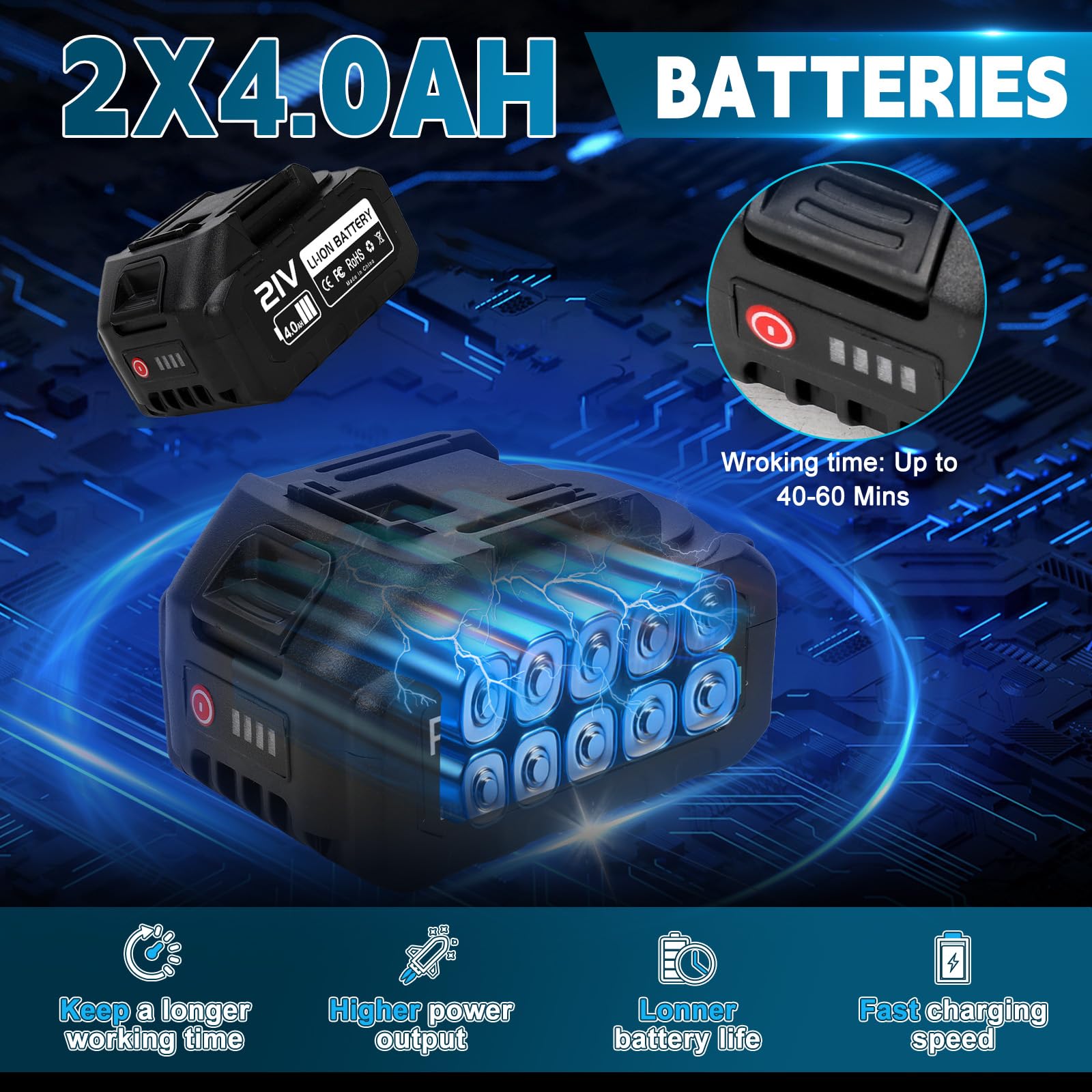 Mini Tronçonneuse à Batterie 8000mAh, 4-In-1 Scie électrique Télescopique 6 Pouces & Secateur Electrique pour élagage sur Batterie et Chargeur avec Perches Élagueuses Tige d'extension Jusqu'à 4,6 m