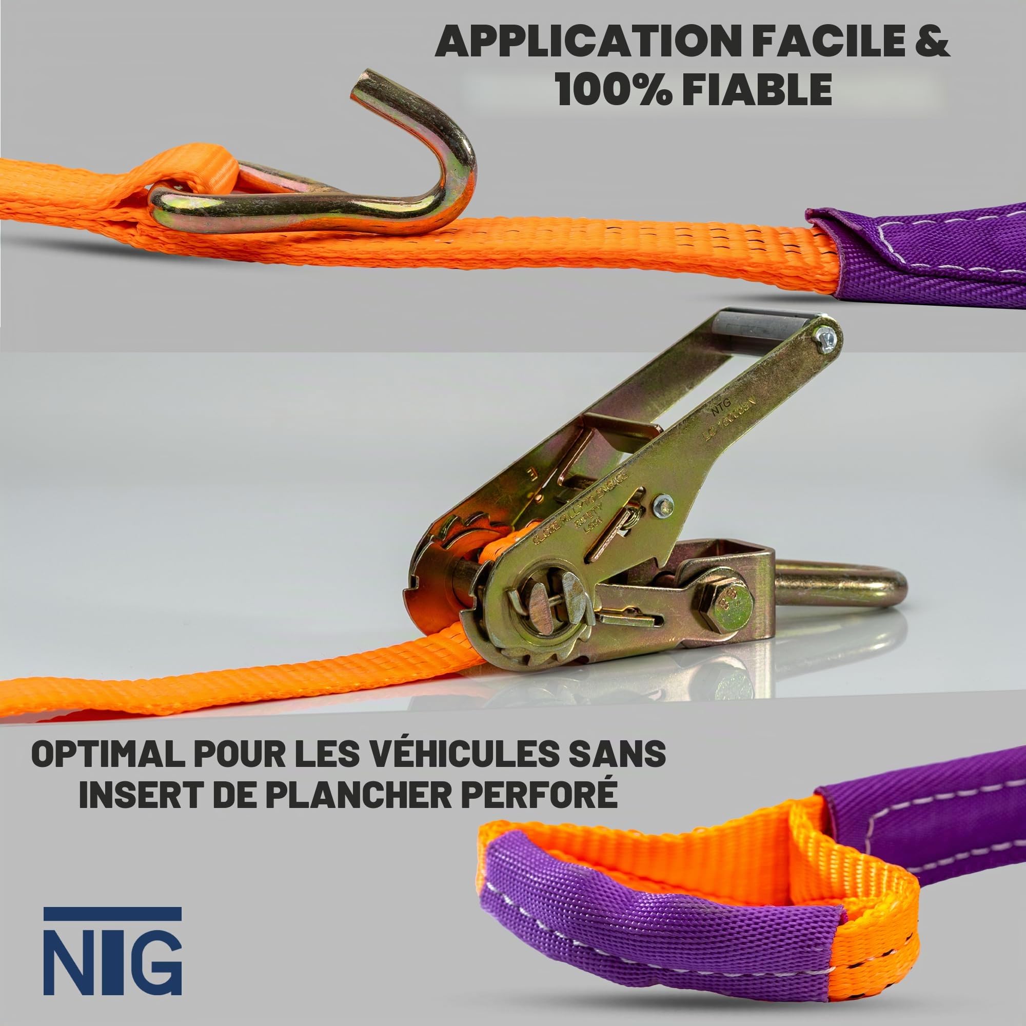 4 pièces de Sangles d'arrimage pour Le Transport en Voiture Un Seul Point d'arrimage nécessaire 35mm Sangle de sécurité de Roue Sangle d'arrimage Transport en Voiture Sangle de Pneu