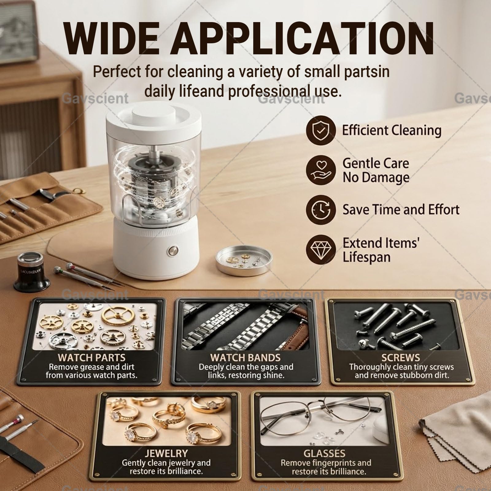 Pulitore Automatico per Movimento Orologio Dispositivo di Rimozione Olio: Kit Strumenti in Metallo con Struttura Rotante per Orologiai Casa