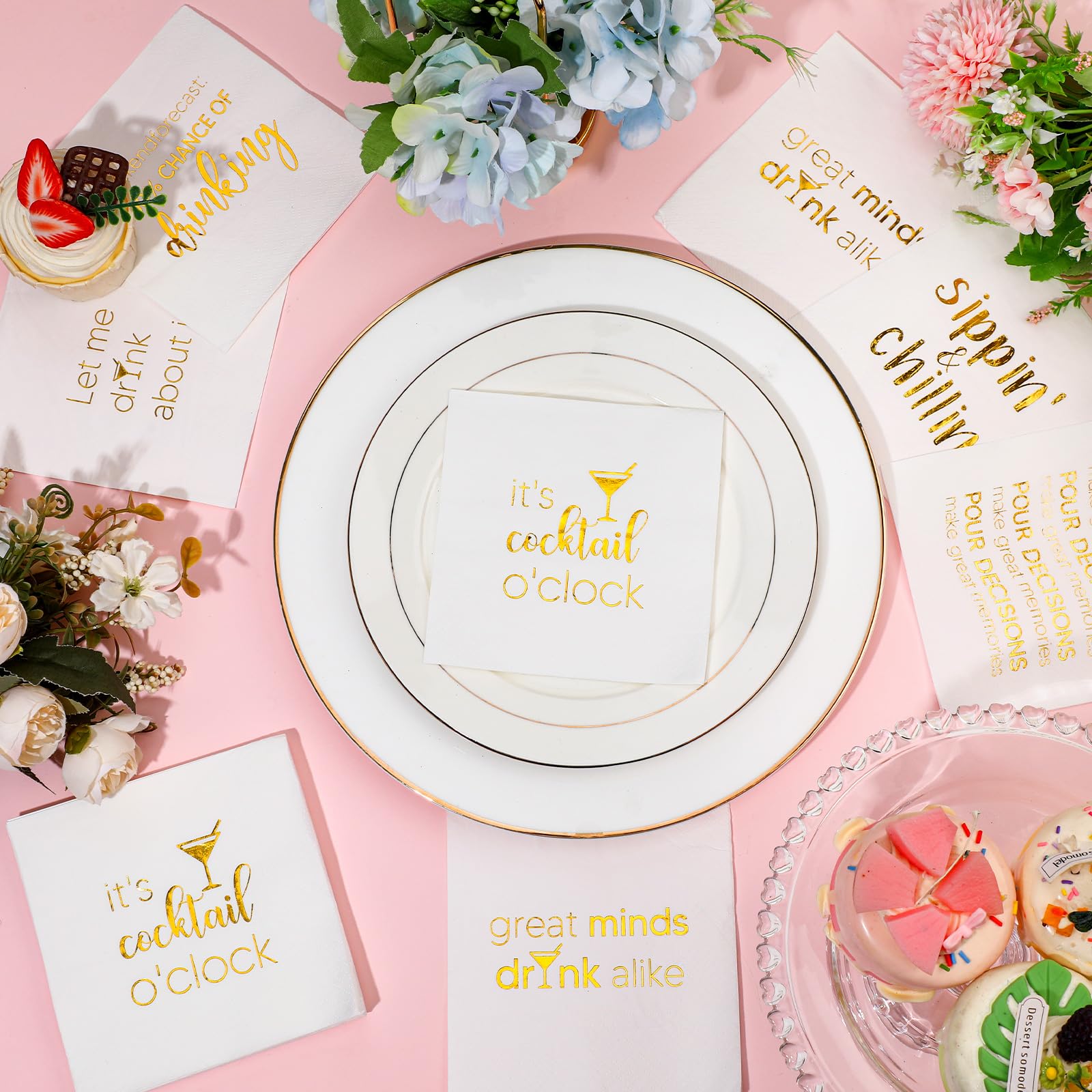 Motimind 96 servilletas de cóctel divertidas de 5 x 5 pulgadas, servilletas divertidas de 2 capas para adultos, 6 citas diferentes, servilletas de bar para boda, cumpleaños, aniversario, fiesta de