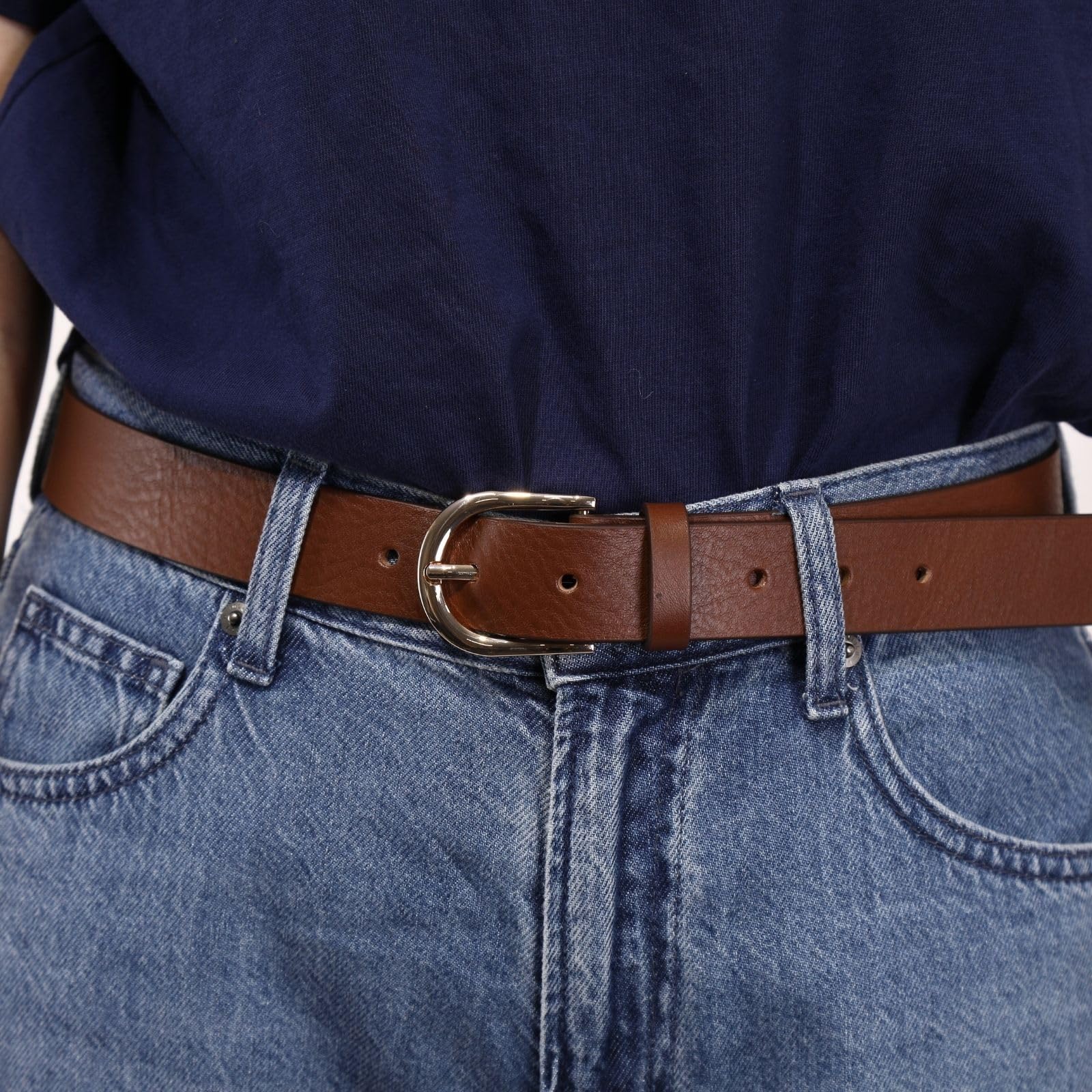 FASHIONGEN - Ceinture femme en Cuir de Taureau végétale, 3 cm de largeur, pour jeans, pantalons, RIVOLI