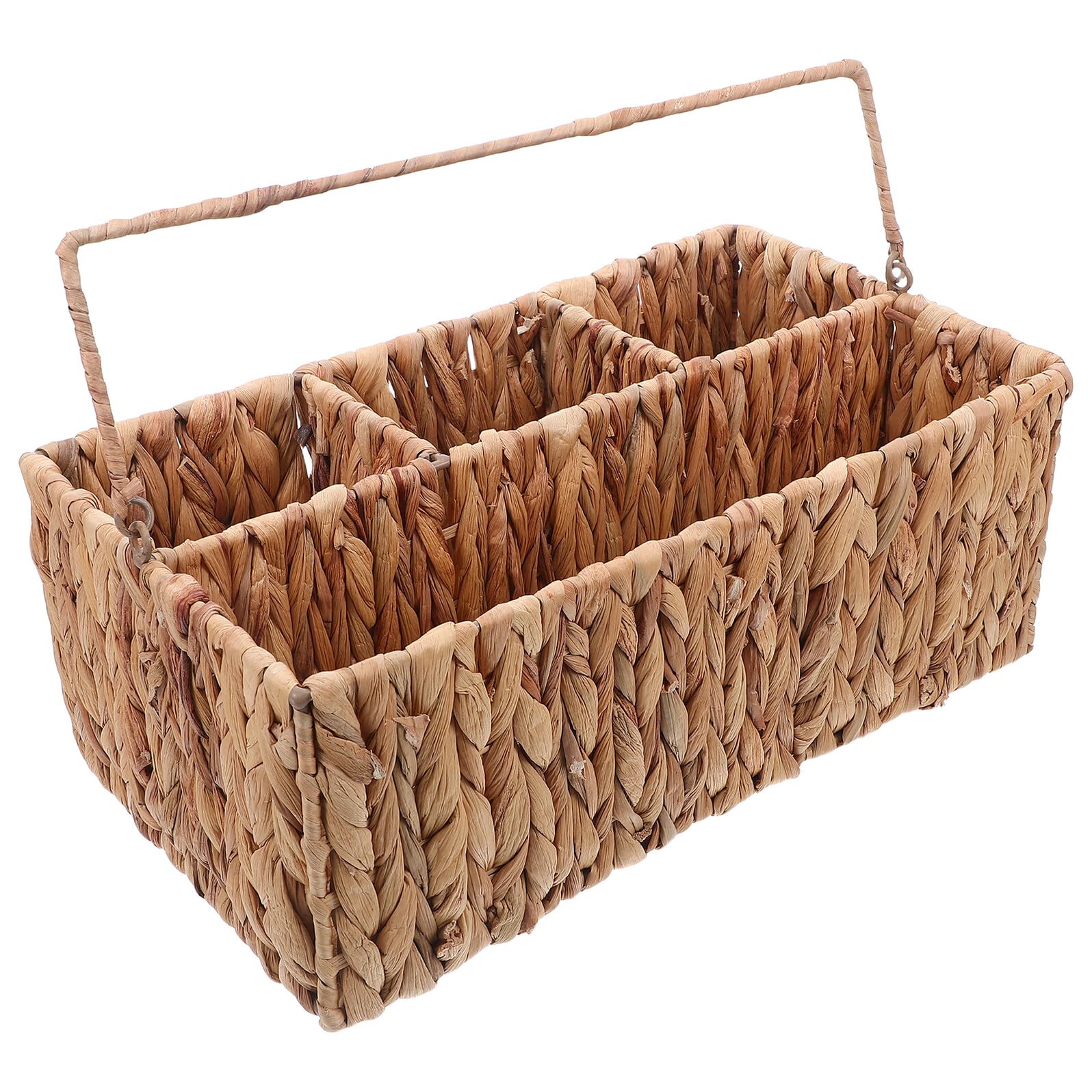 Alipis Weidenkorb mit Fächern Handgeflochtener Besteckkorb aus Stroh und Besteckaufbewahrungsbox für Küche oder Garten Vielseitig als Brotkorb oder Obstkorb Geeignet