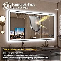 Vista 59 de 88x38 Large Light Bathroom Mirror - Backlit and Front Lighted LED Wall-Mounted Vanity Mirror Modern Rectangle Black Mirror, Dimmable, Anti-Fog