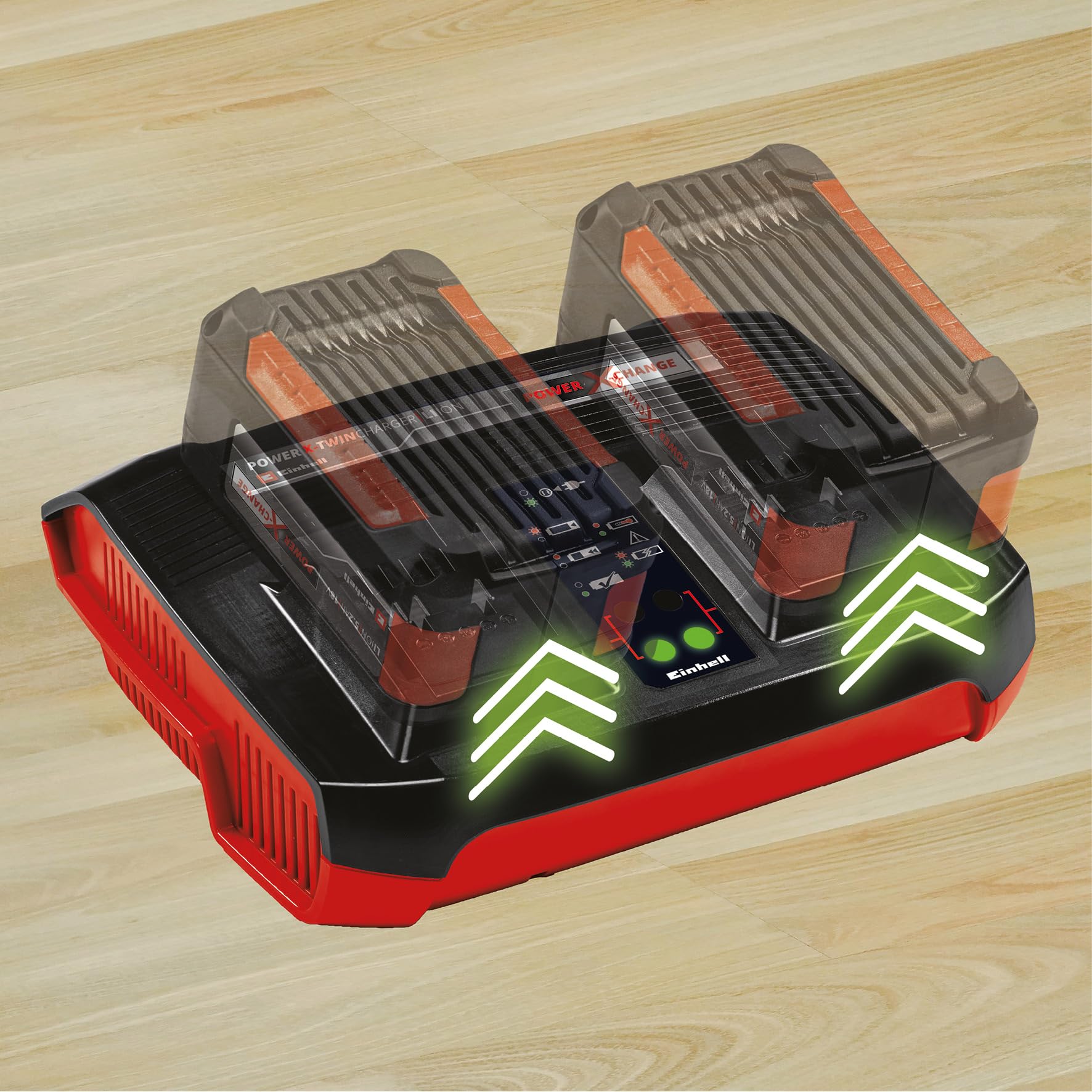 Originale Einhell Power X-Twincharger 3A Caricabatteria doppio Power X-Change (tensione 220-240 V, 50-60 Hz, corrente di carica 3A, senza batterie)