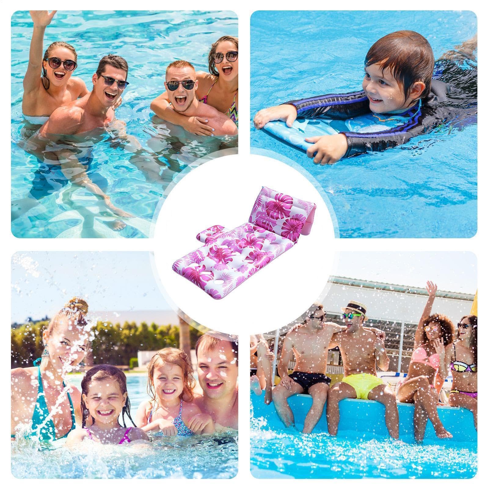 Galleggianti per piscina per adulti - Galleggiante gonfiabile con portabicchieri schiena,Sedia galleggiante per piscina per esterni - per fiume spiaggia giardino festa estiva viaggio all'aperto
