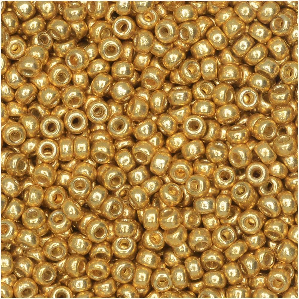 Miyuki Round Seed Beads, 11/0 Size, 8.5 Gram, 4202 Duracoat Galvanized Gold