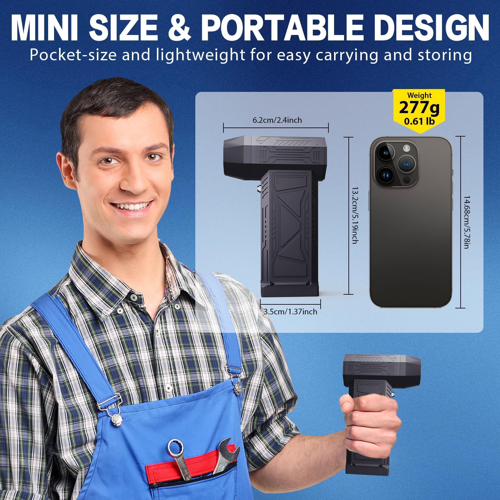 Soffiatore Aria Compressa-150000RPM/180W Rimuovi Polvere Aria Compressa,Mini Soffiatore,Aria Compressa a 3 Ingranaggi con Batteria Ricaricabile e Illuminazione a LED,Super Vento,per Computer,Tastiera