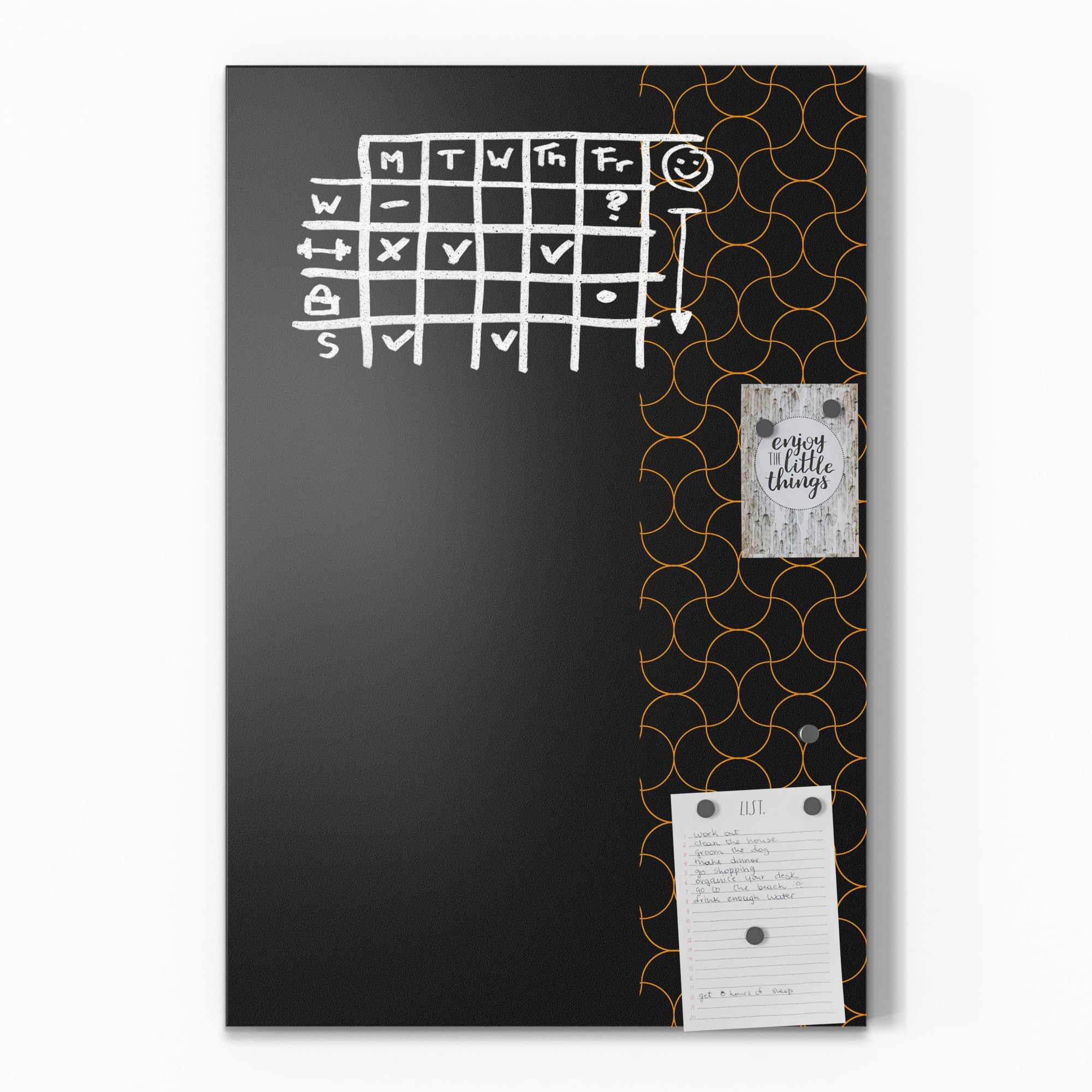 DEQORI Lavagna magnetica con stampa UV | motivo "rete geometrica" | design rettangolare 40 x 60 cm | Lavagna in metallo a gesso scrivibile – Decorazione da parete per cucina, corridoio, cameretta dei