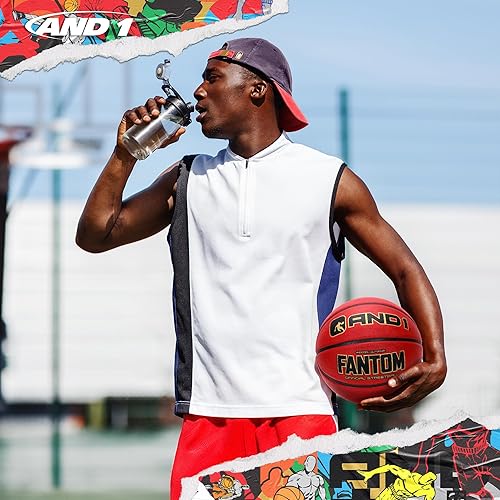 Miniatura 10 de AND1 Fantom Rubber Basketball: Official Regulation Size 7 (29.5 inches) Streetball - Deep Channel Construction, Made for Indoor Outdoor