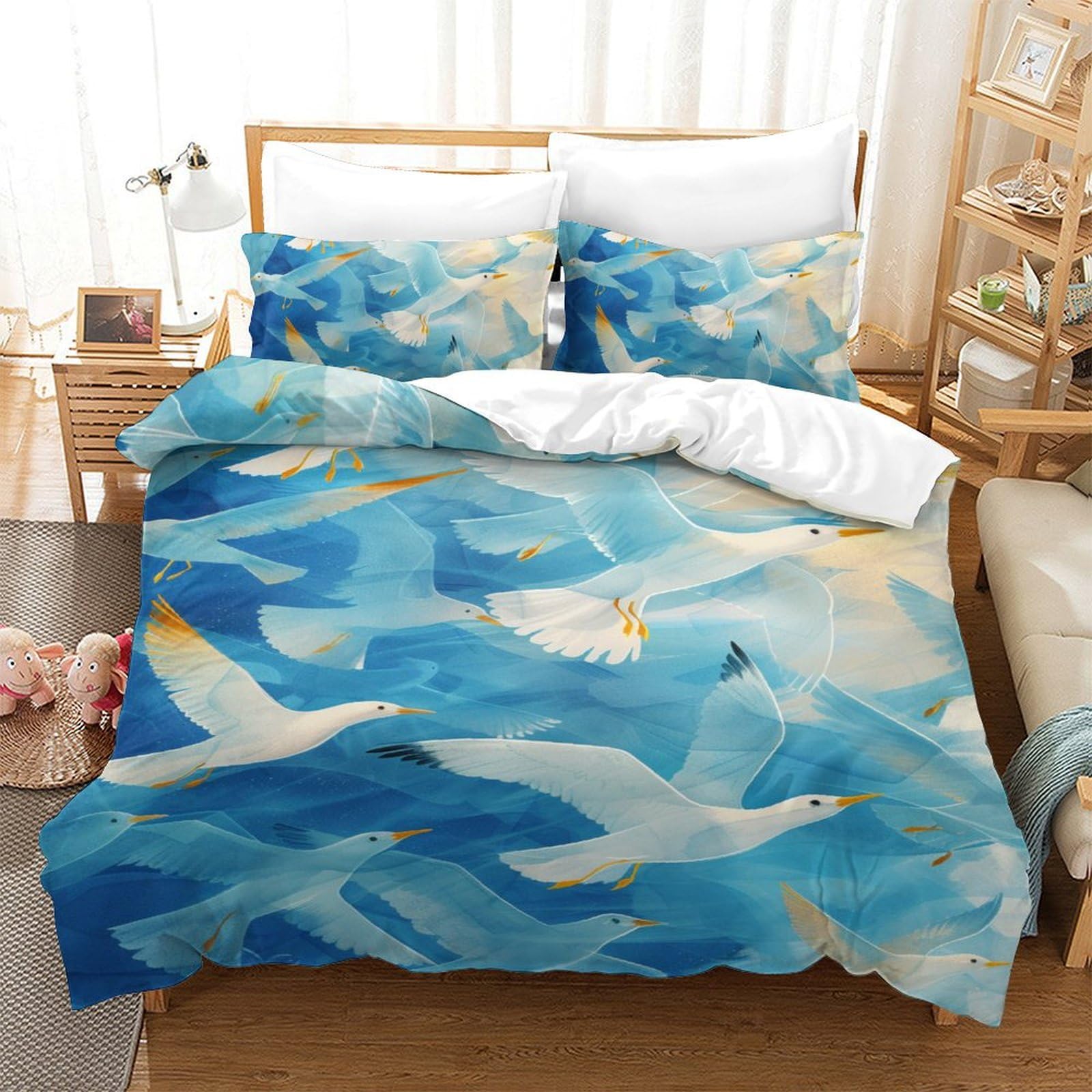 Housse de couette mouette en microfibre douce pour chambre d'enfant
