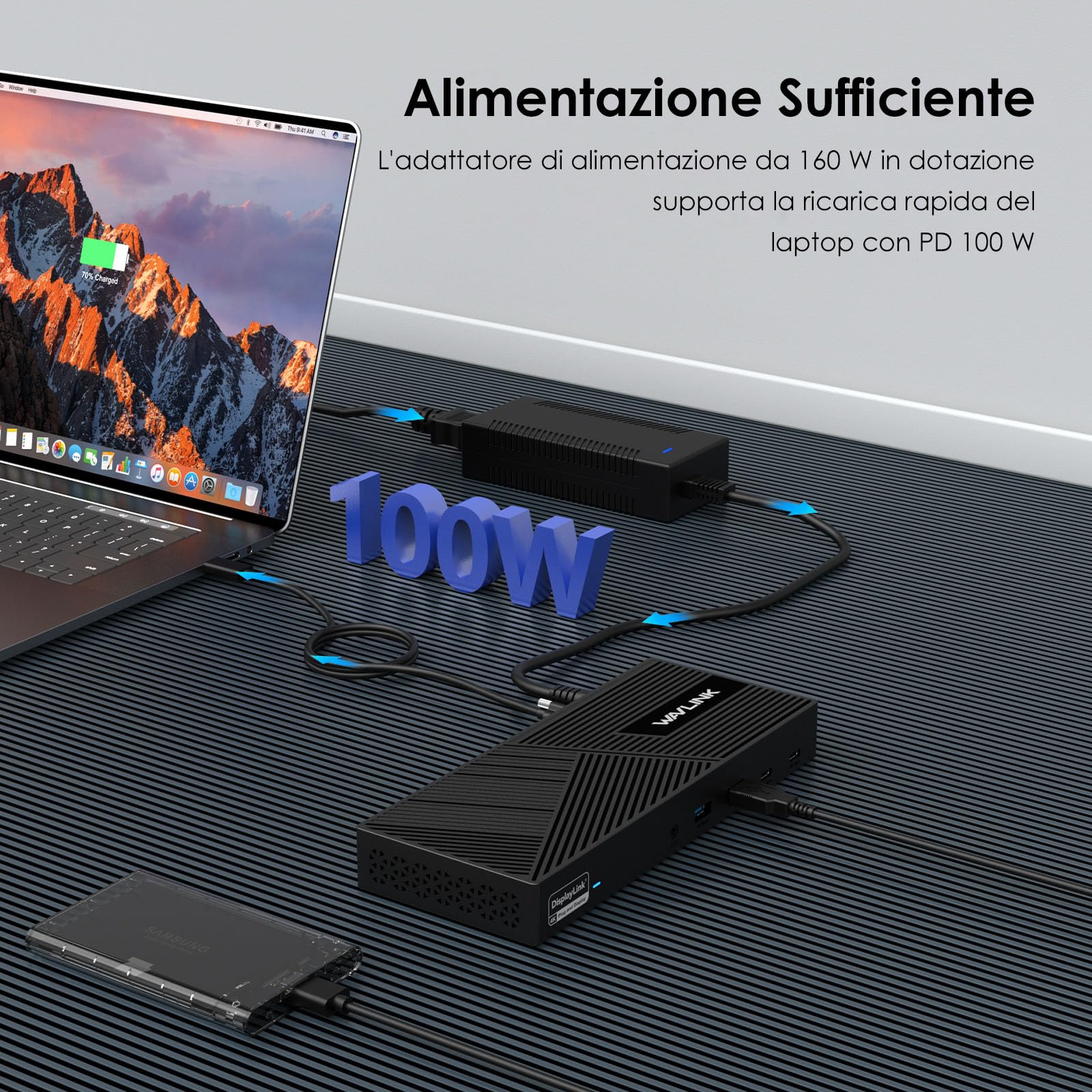 WAVLINK DisplayLink Docking Station 4K Tripla, 15-In-1 USB C Dock per Laptop, Compatibile con MacBook Neo, Triplo Monitor (3xHDMI+2xDP), 100W PD, 10Gbps, per Windows/Mac OS