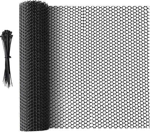 16.4 FT x 15.7 in Roll Mesh Fence, Versatile Black Plastic Fencing & Netting, Cuttable Animal Wire Mesh Fence, Durable Tree Trunk Protector, Suitable for Cat Dog Rabbit Barrier and Plant Protectors