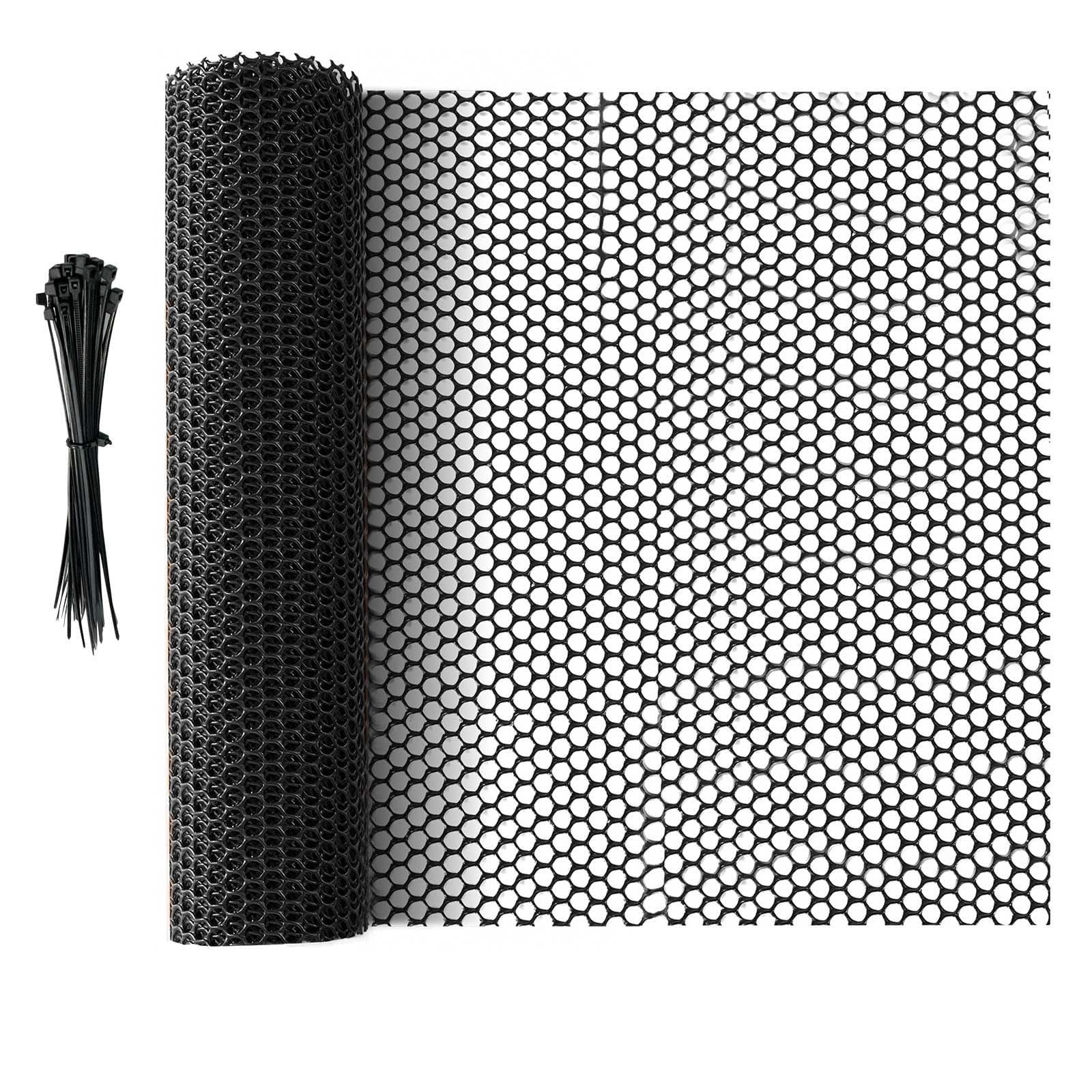 16.4 FT x 15.7 in Roll Mesh Fence, Versatile Black Plastic Fencing & Netting, Cuttable Animal Wire Mesh Fence, Durable Tree Trunk Protector, Suitable for Cat Dog Rabbit Barrier and Plant Protectors