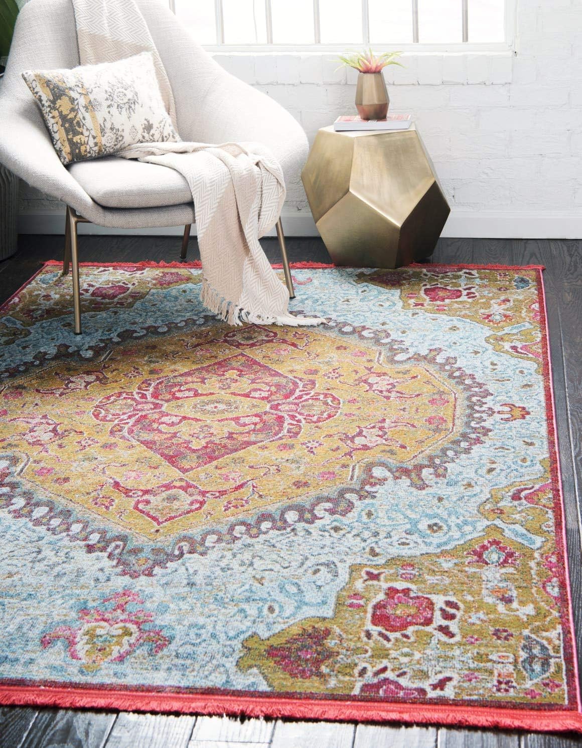 Unique Loom Baracoa Collection Bright Saturated Vintage Traditional Area Rug, Rectangular 2' 2" x 3' 0", Gold/Blue