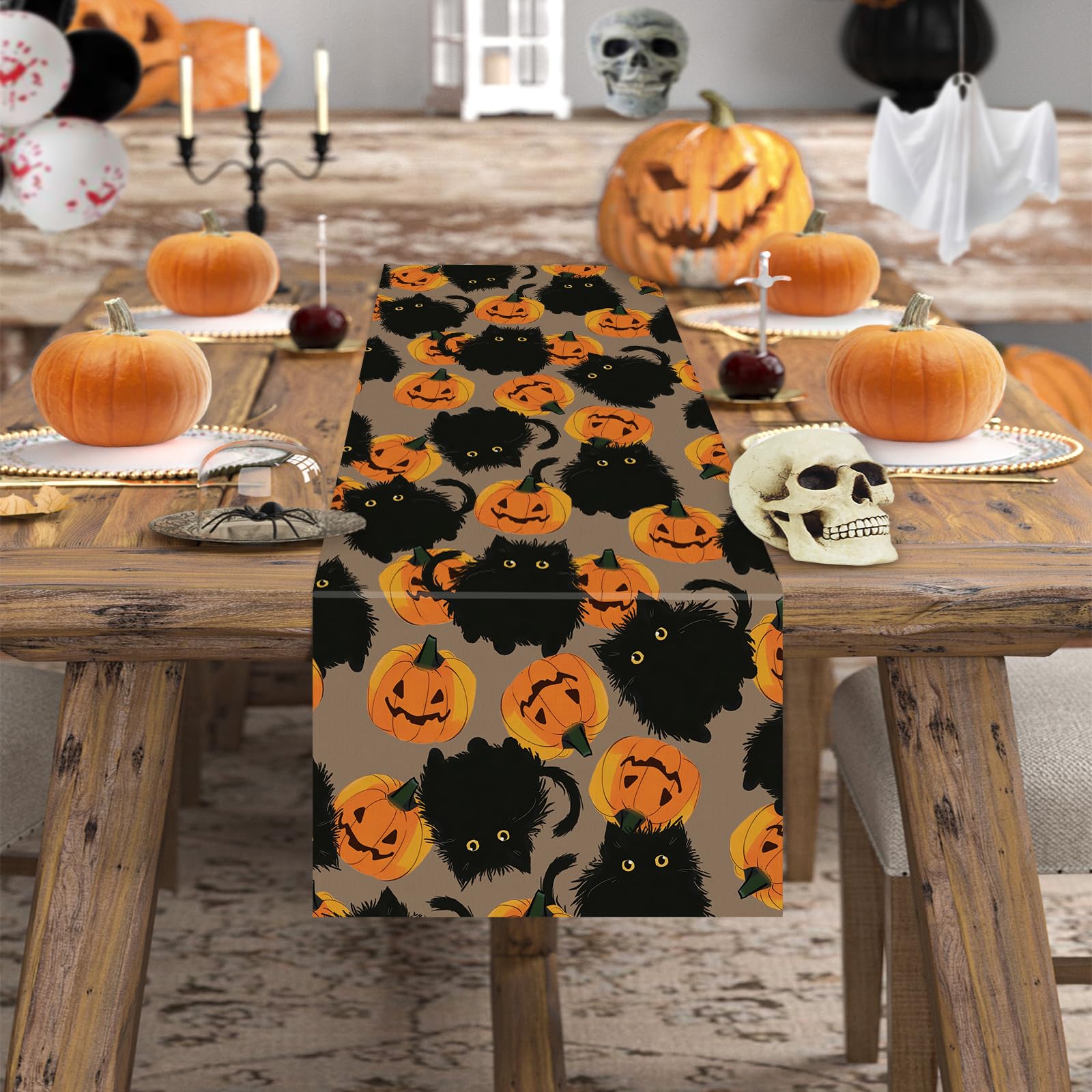 Halloween Tischläufer – Gruselmotive, Rutschfest, 33x228 Cm, Für Party & Filmabende