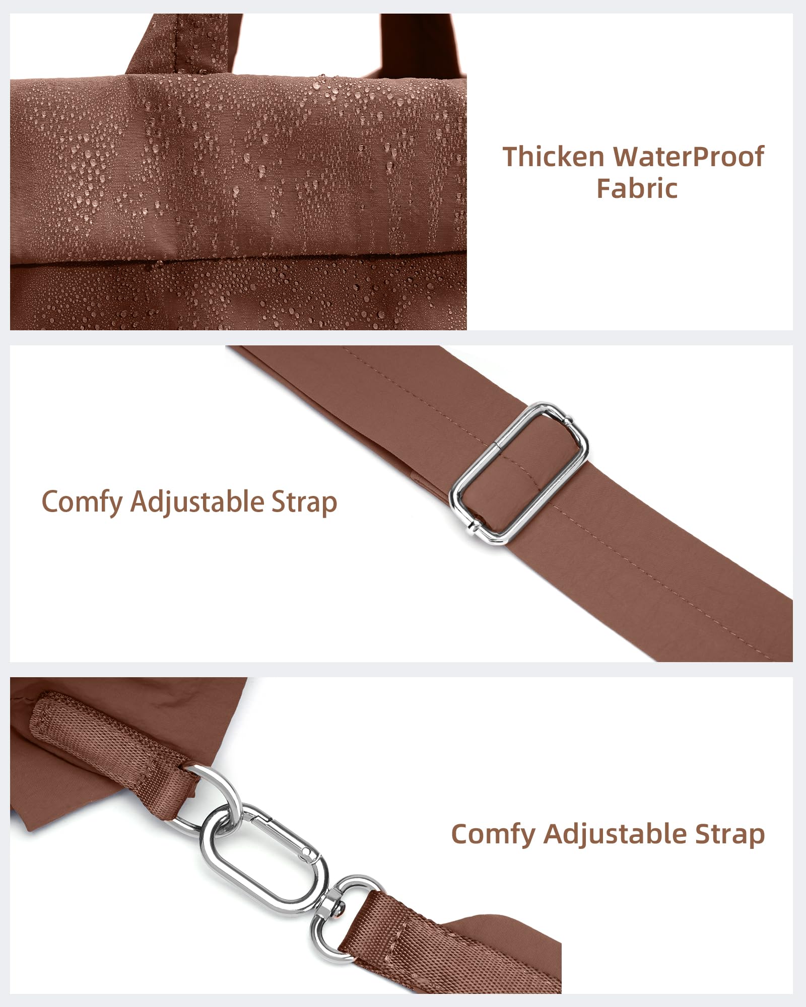 FODOKO Hobo - Bolsos cruzados 2.0, bolsos grandes de 19 L con correas para mujer, bolsas de hombro de nailon múltiple para viajes y gimnasio