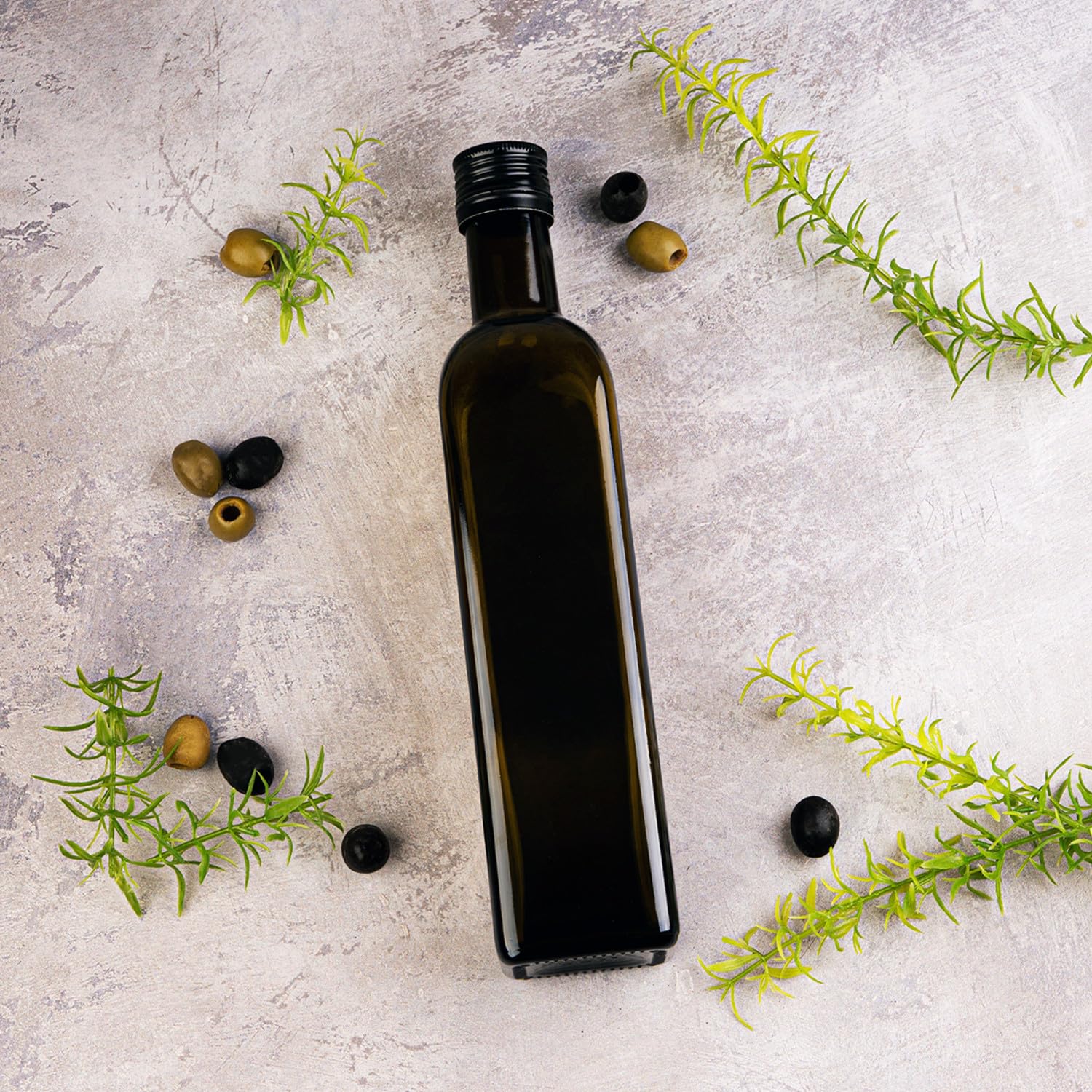 Bouteille en verre de 500 ml – Idéal pour l'huile et le vinaigre (40, olive)