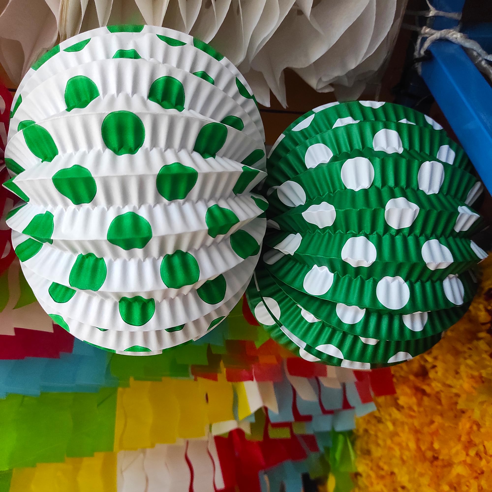 14 unidades farolillos de papel | Farolillos feria | Accesorios de decoracion feria de abril | Farolillos rojos | Farolillos verdes | Farolillos blancos | Farolillos lunares (Paquete Verde) — view 4