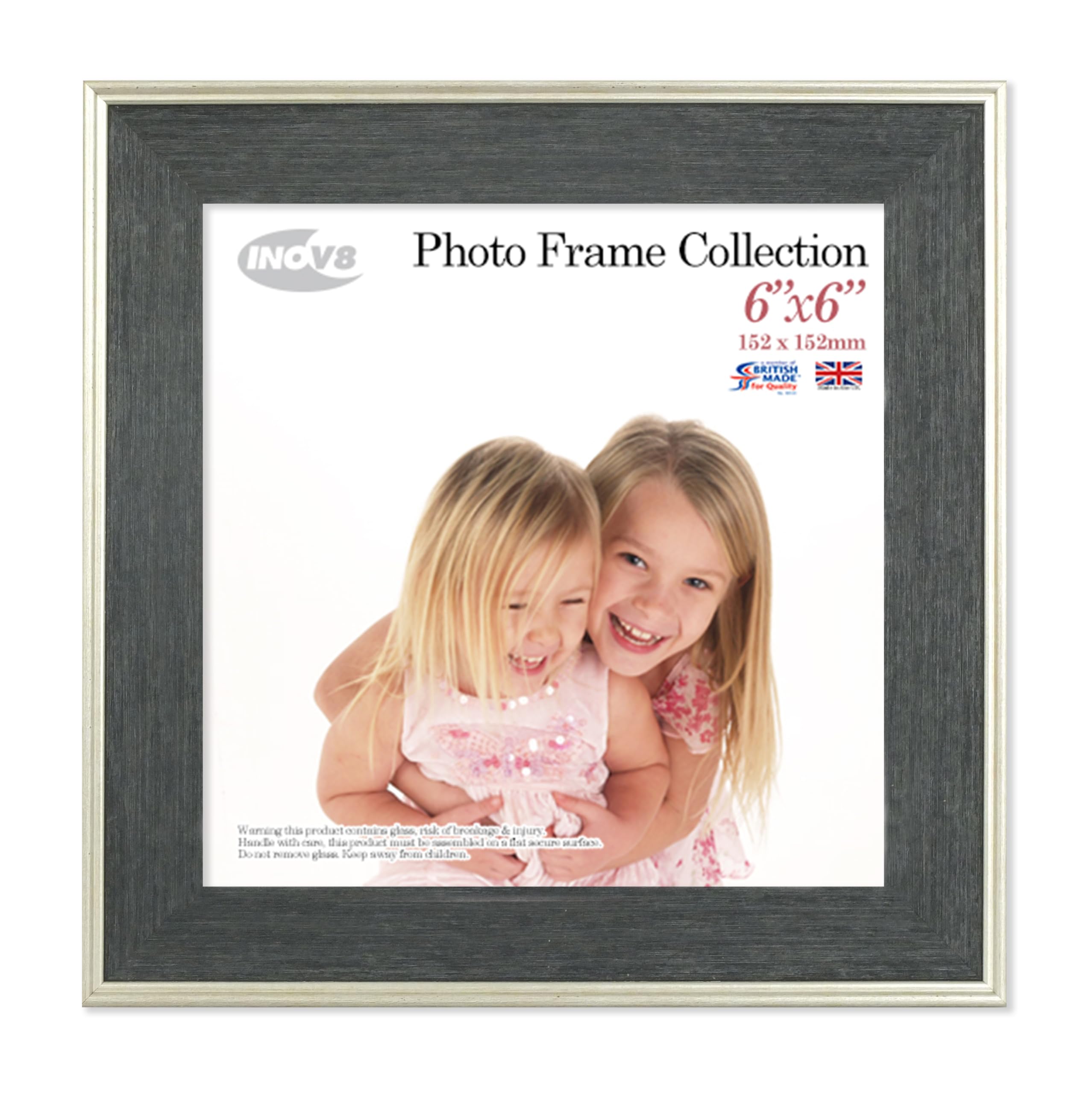 Inov8 Framing Photo Frame Austen Charcoal Silver 6x6 1PK