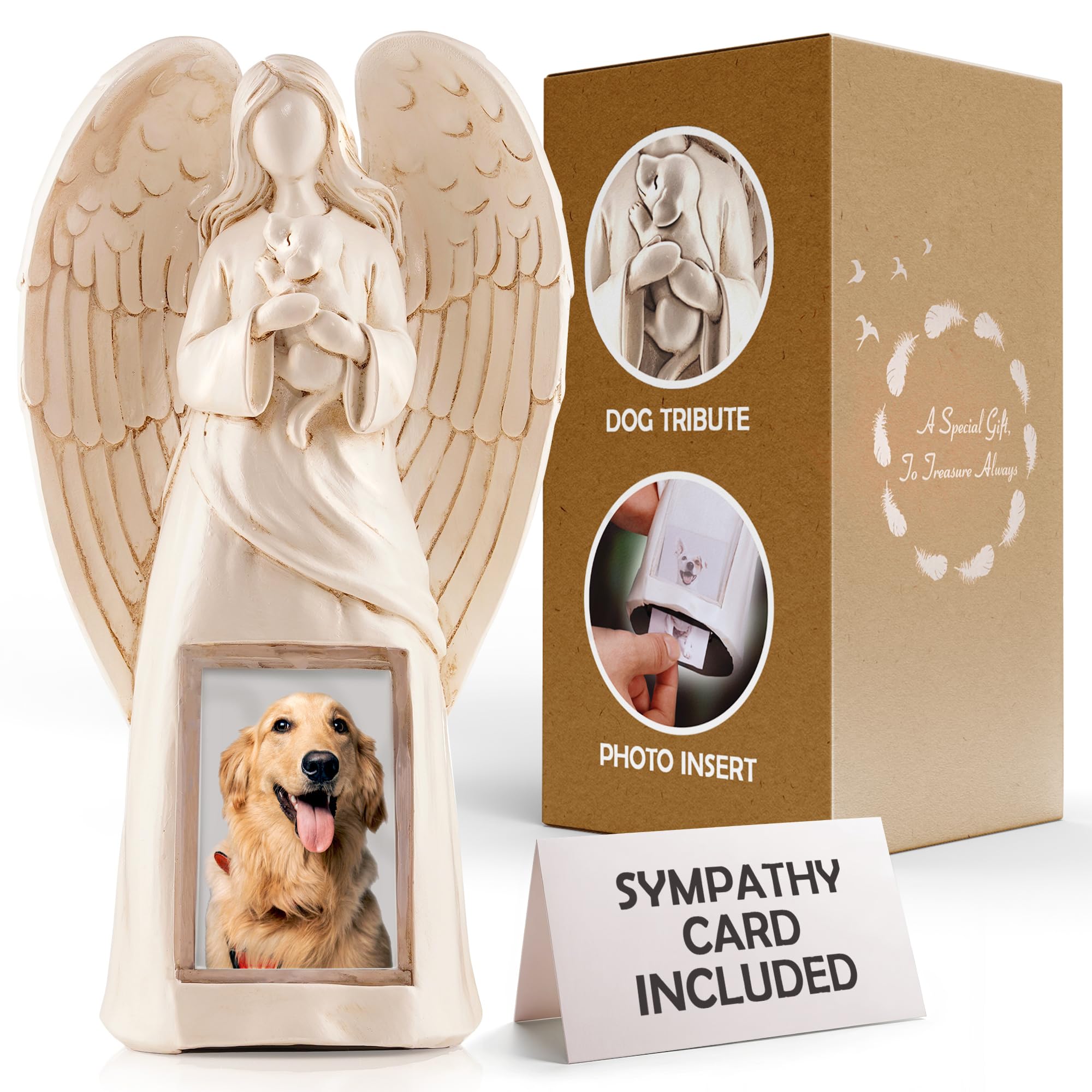 Muldale Dog Memorial Remembrance Gift for Beloved Pet - Angel Holding Dog Statue - Condolence Gifts for Dog Passing Away - 11” - Pet Loss Gifts
