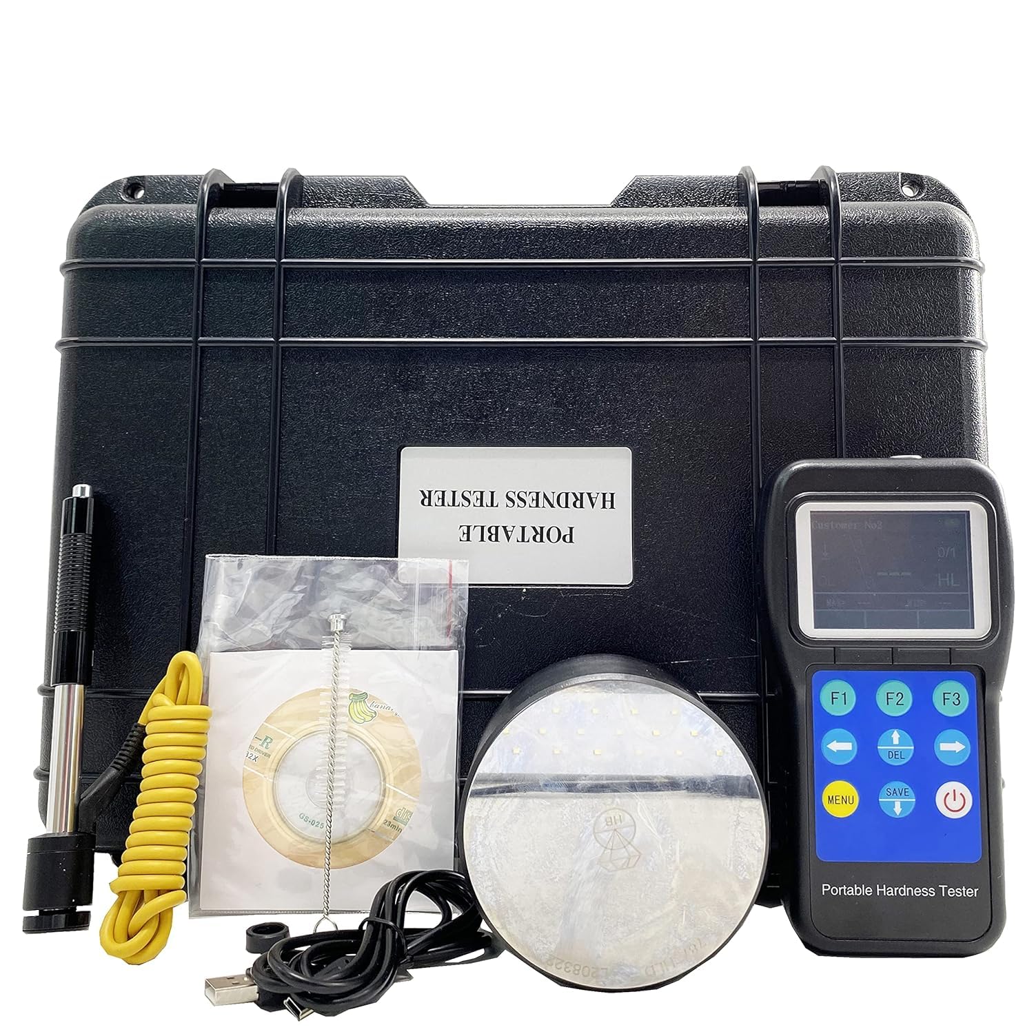 VTSYIQI Leeb Hardness Tester Portable Leeb Hardness Tester with Hardness Scale HL HB HRB HRC HRA HV HS for Metal Steel Memory 600 Groups Real Color LCD Display