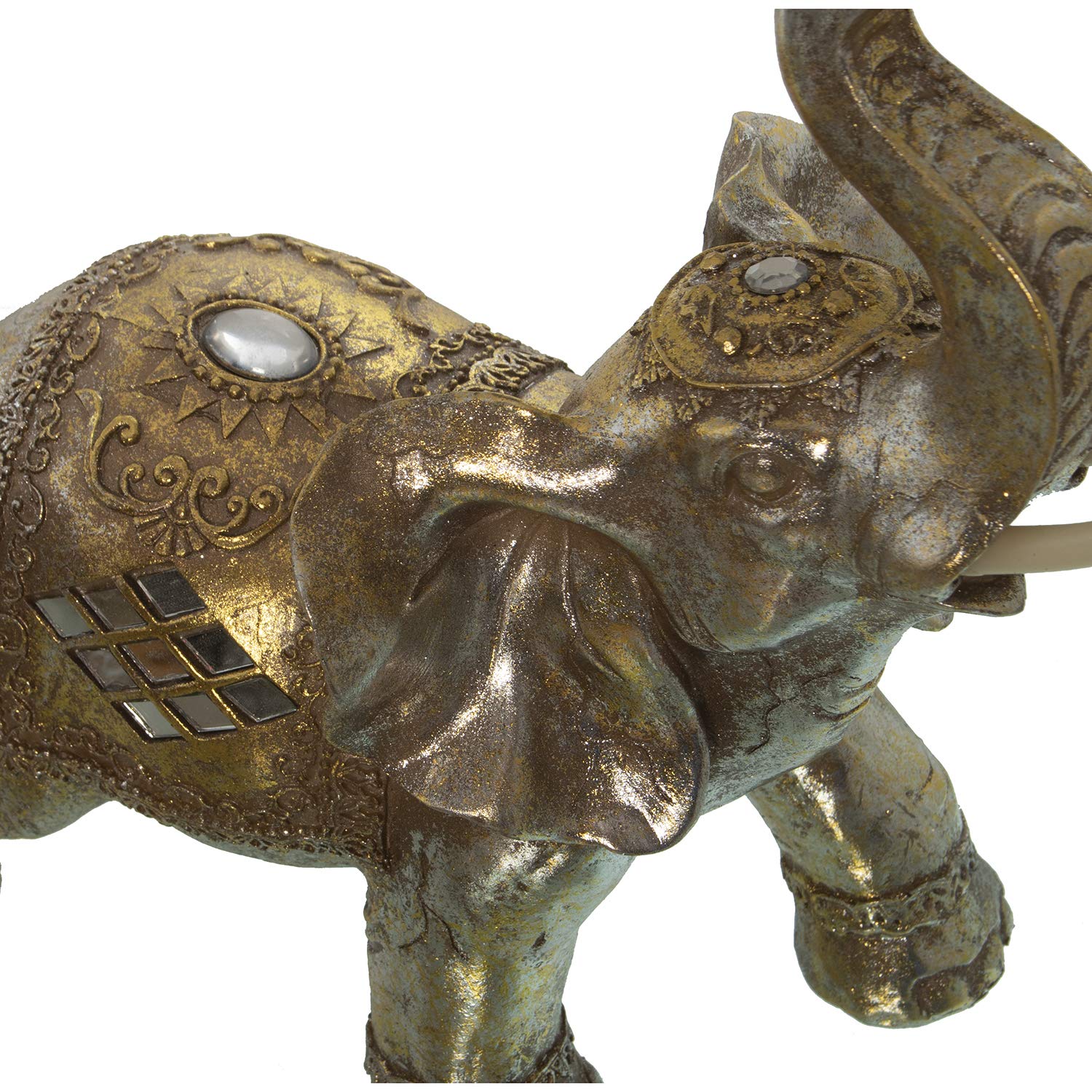 DRW Figurine d'un éléphant en résine argentée et dorée 34 x 17 x 34 cm