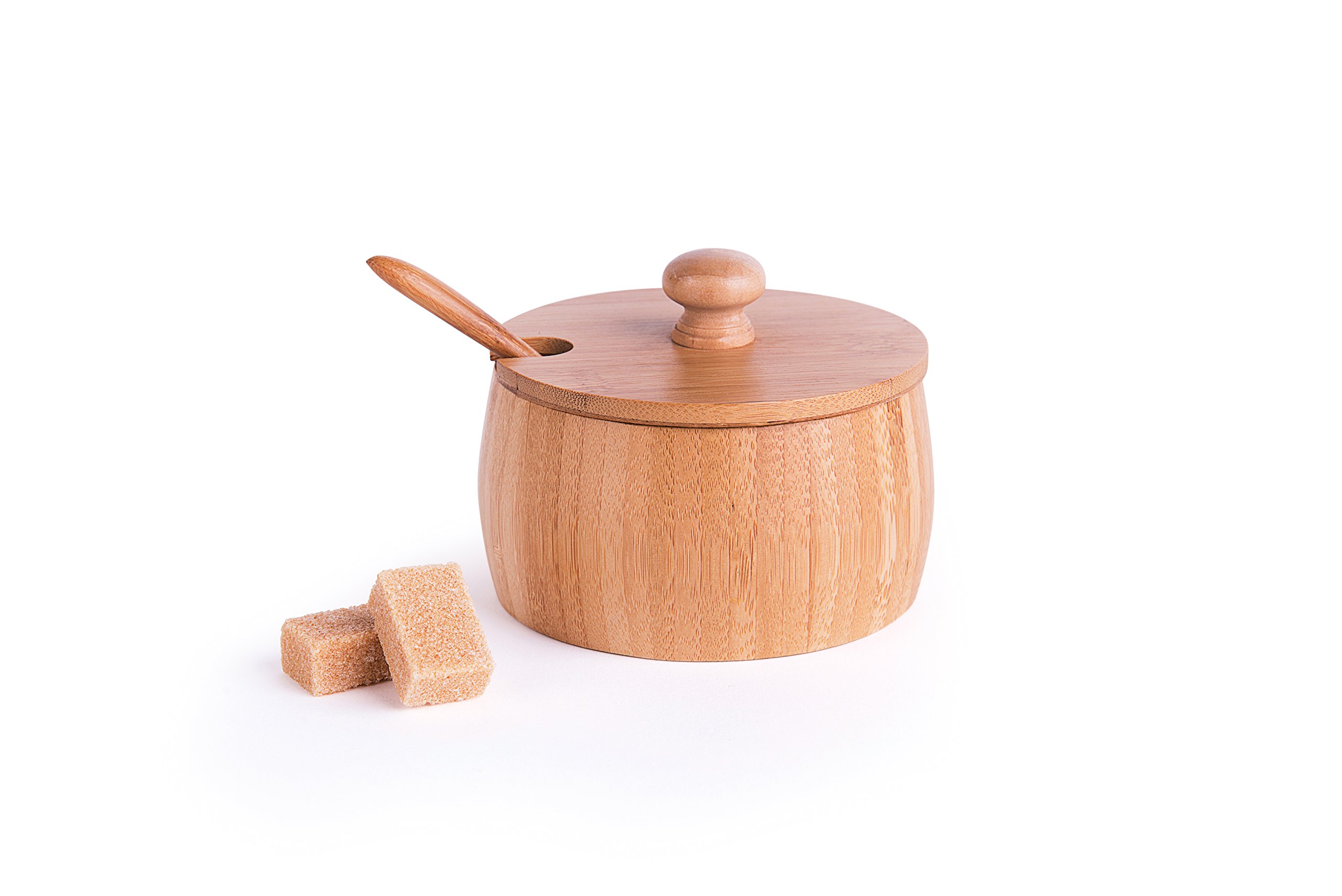 Excelsa Eco Living Cheese/Sugar Bowl with Spoon, Bamboo, Brown, Capacity: 225 ml