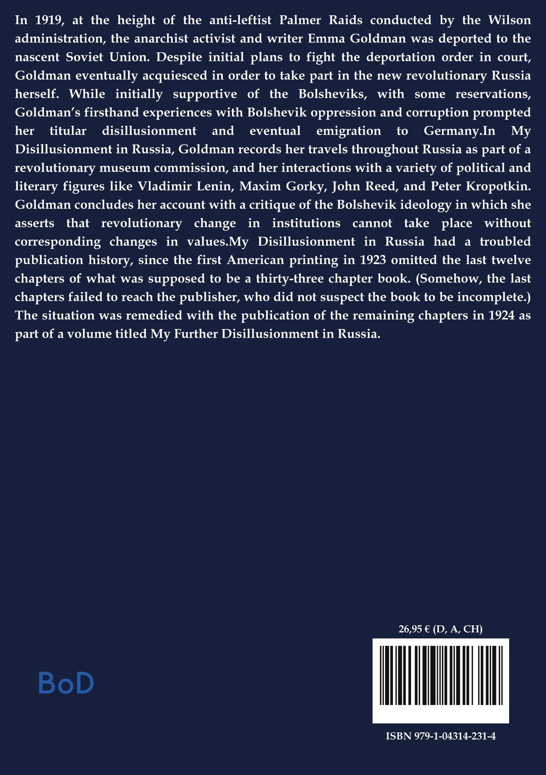 My disillusionment in russia: By emma goldman