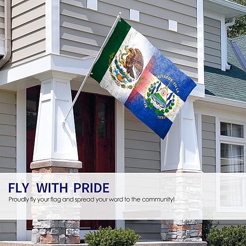 Miniatura 7 de Bandera de México El Salvador de 3 x 5 pies, bandera mexicana de El Salvador de 3 x 5 pies, de nailon para interiores y exteriores