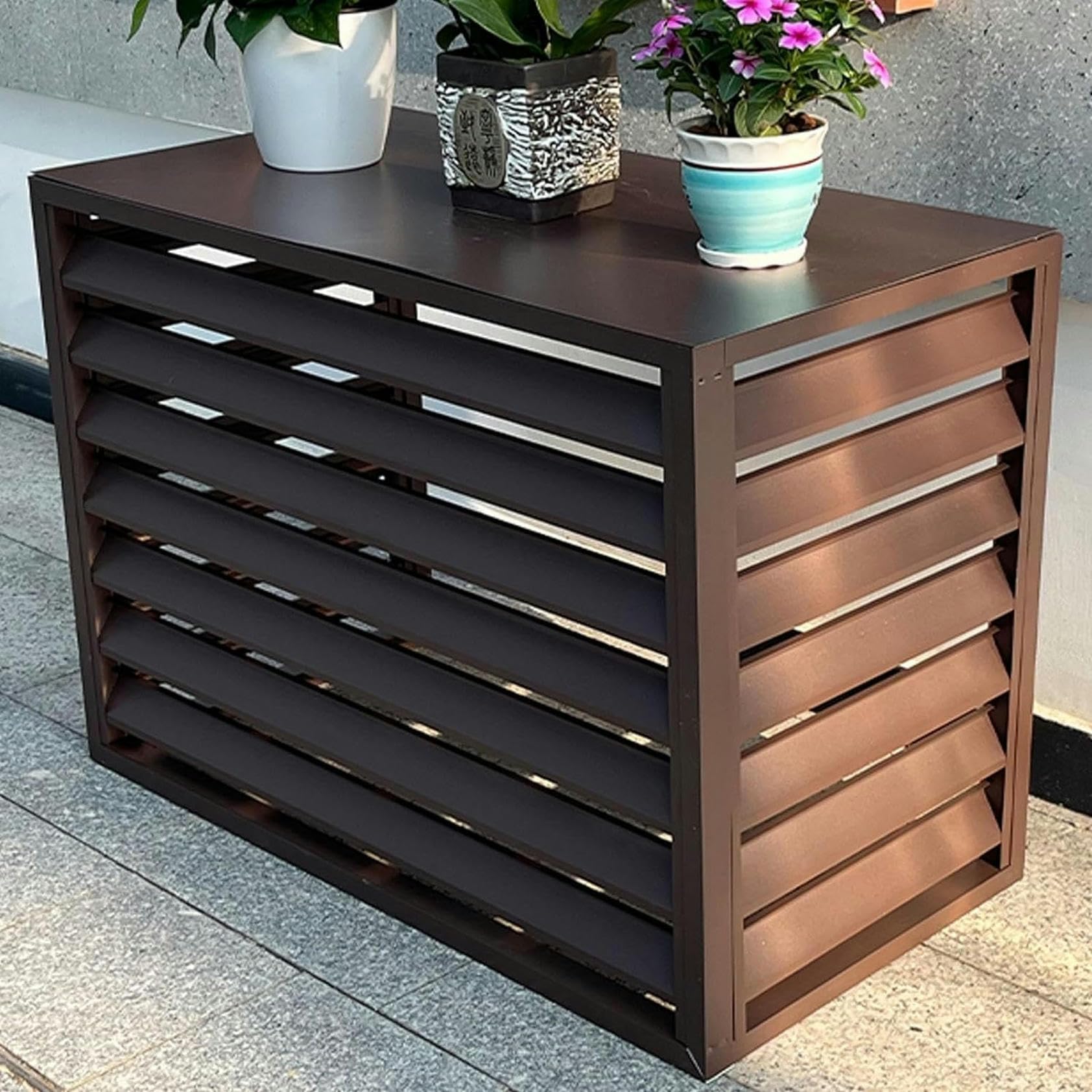 Athuah Brown Flat Roof Air Conditioner Fence For Outside Units,Dustproof And Waterproof, Suitable For Indoor And Outdoor(,110*60*80Cm)