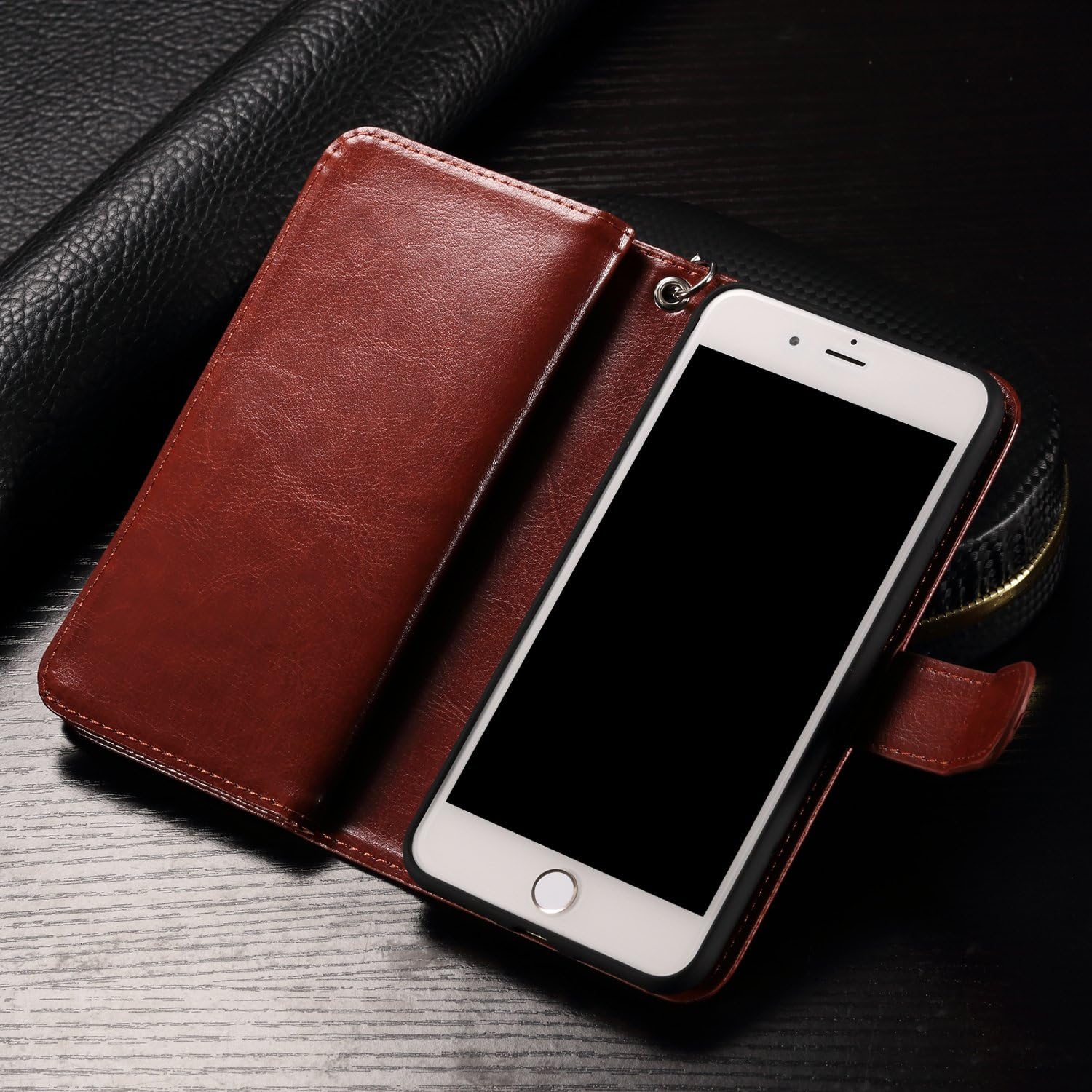 Joopapa iPhone 7 Plus Case, iPhone 7 Plus Wallet case, Pu Leather Magnet Stand Wallet Credit Card Holder Flip Case Cover Built-in 9 Card Slots Case for Apple iPhone 7 Plus (Brown)